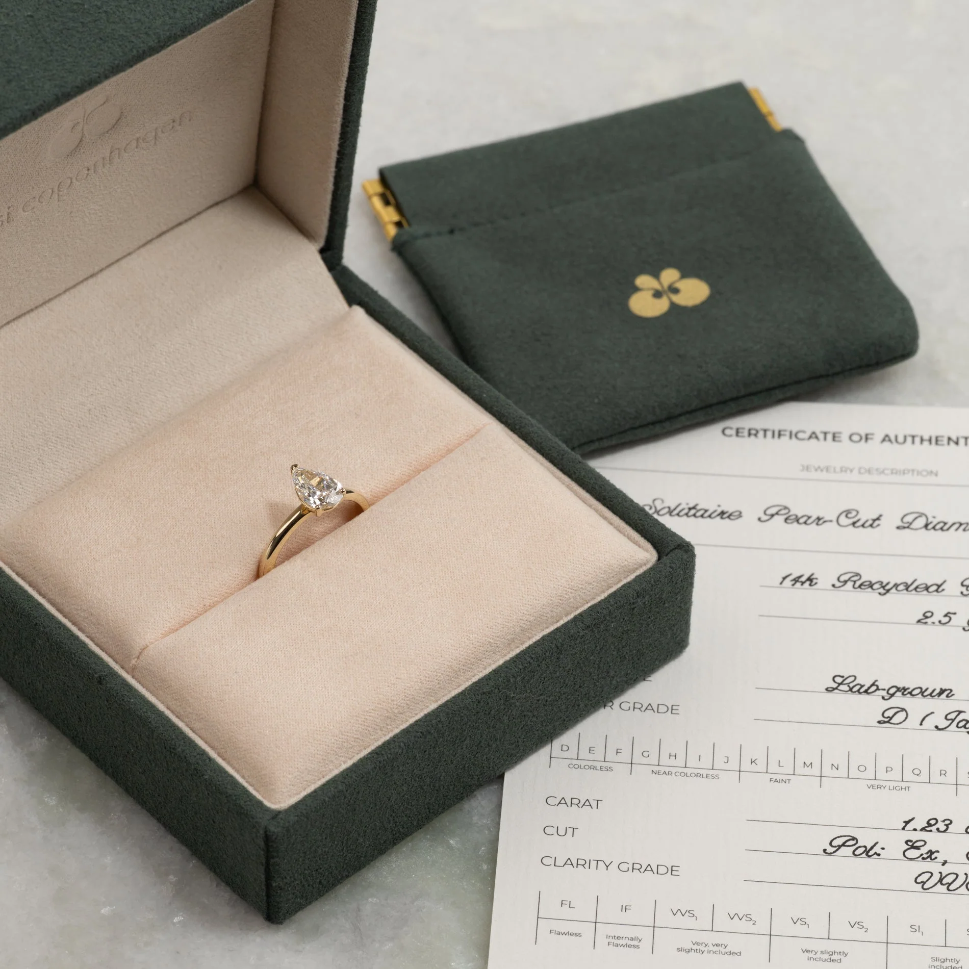 SOLITAIRE PEAR-CUT LAB-DIAMOND RING - 1.2ct - YG - Image 6