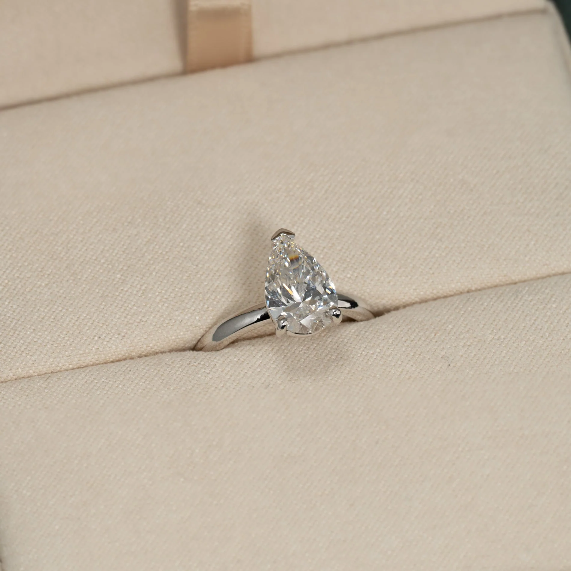 SOLITAIRE PEAR-CUT LAB-DIAMOND RING - 2.0ct - WG - Image 3