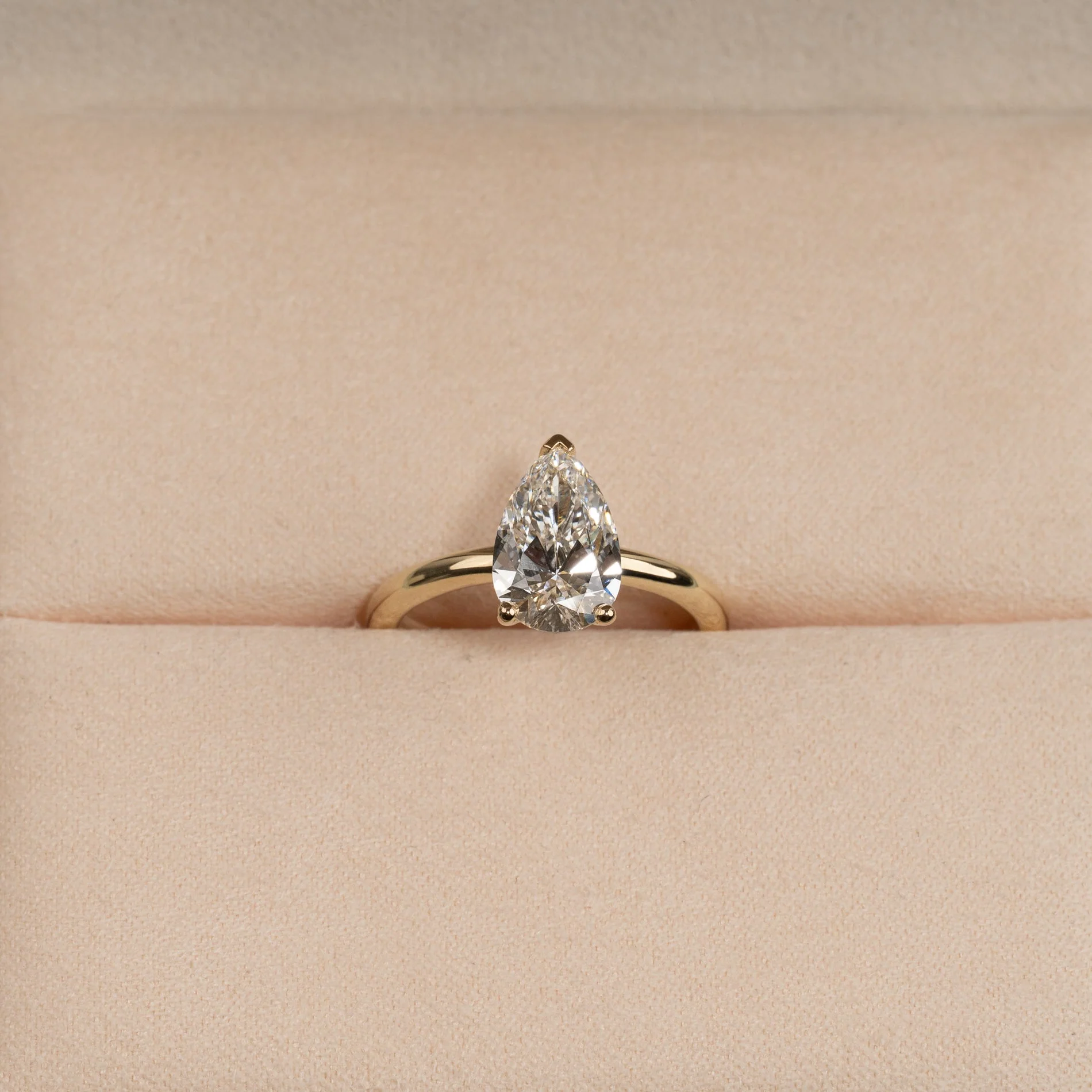 SOLITAIRE PEAR-CUT LAB-DIAMOND RING - 2.0ct - YG - Image 5