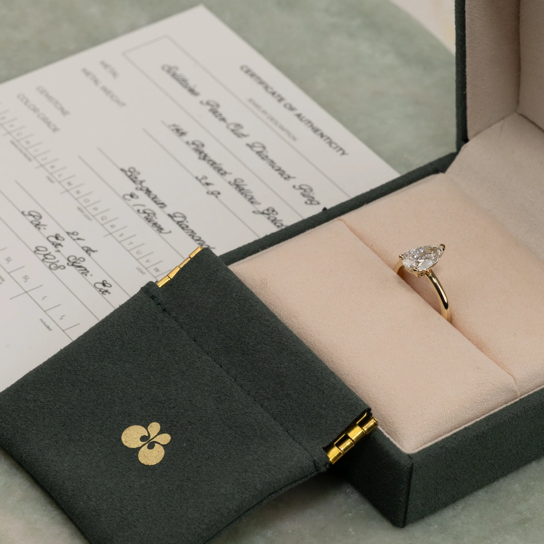 SOLITAIRE PEAR-CUT LAB-DIAMOND RING - 2.0ct - YG - Image 8