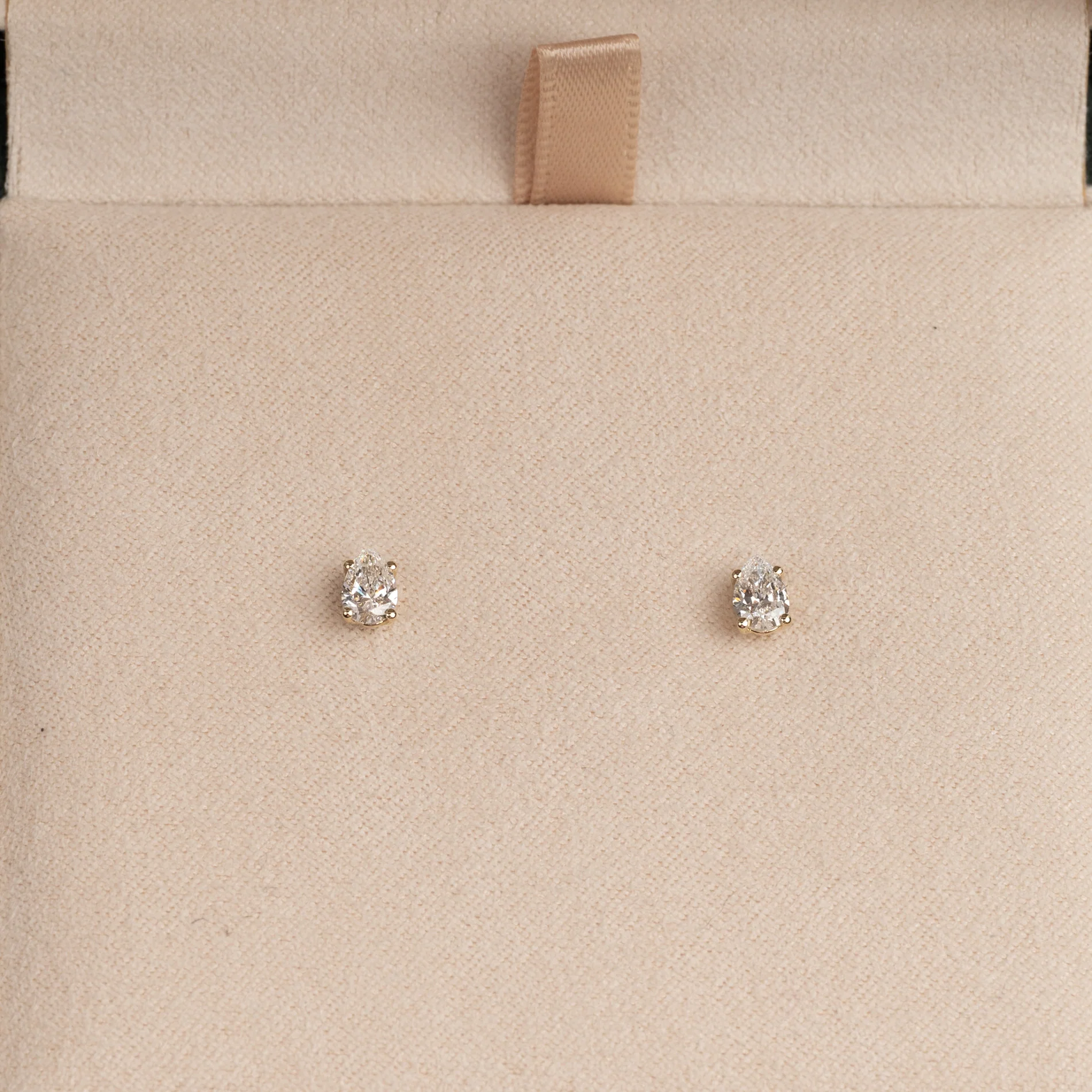 SOLITAIRE PEAR-CUT LAB-DIAMOND STUD EARRING - 0.5ct - YG - Image 5