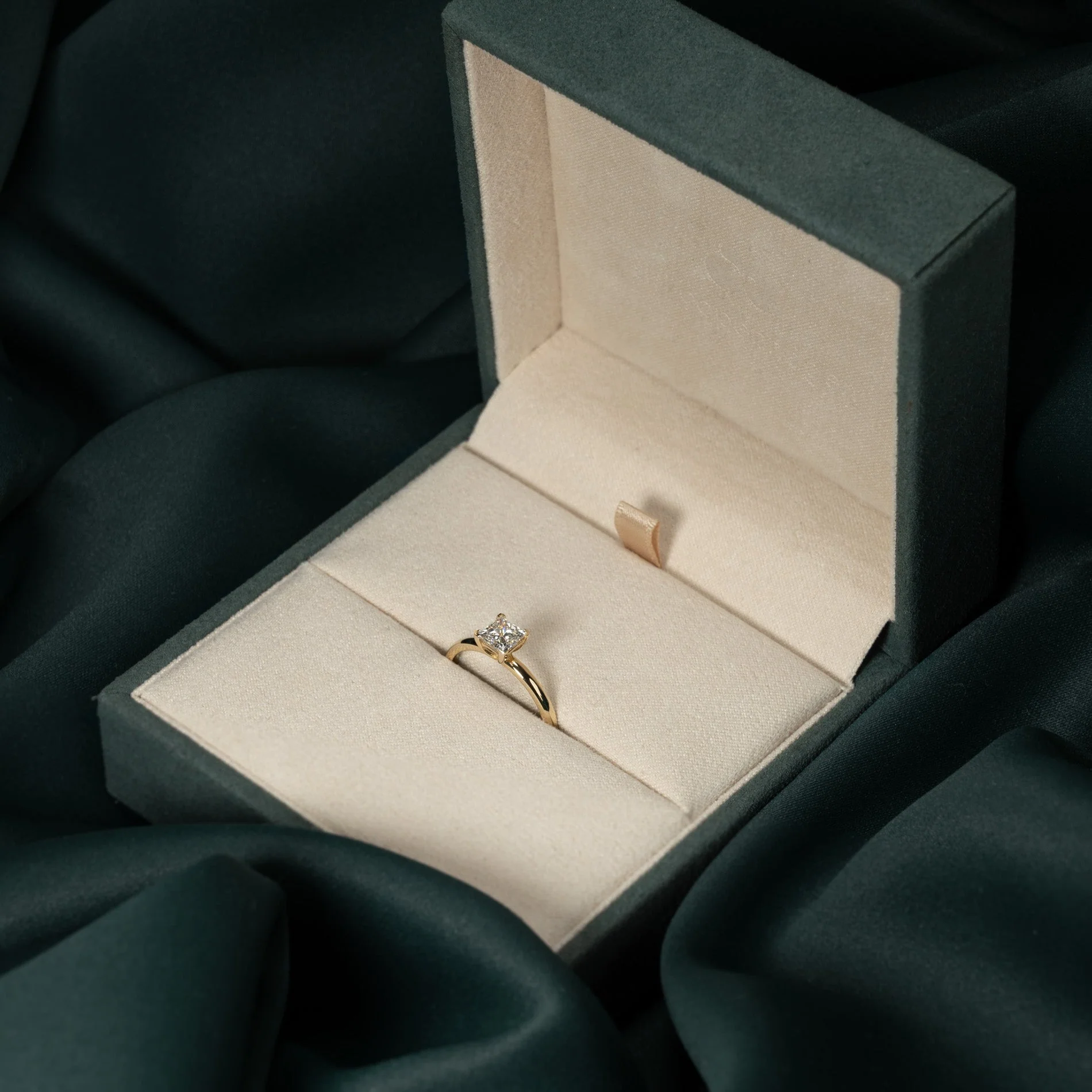 SOLITAIRE PRINCESS-CUT LAB-DIAMOND RING - 0.75ct - YG - Image 8