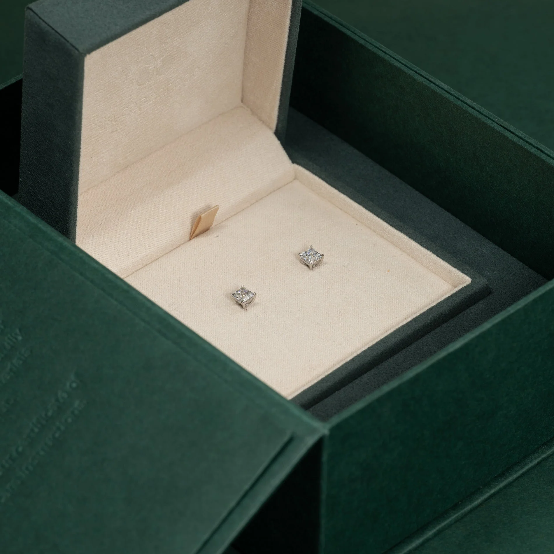SOLITAIRE PRINCESS-CUT LAB-DIAMOND STUD EARRING - 1.15ct - WG - Image 9
