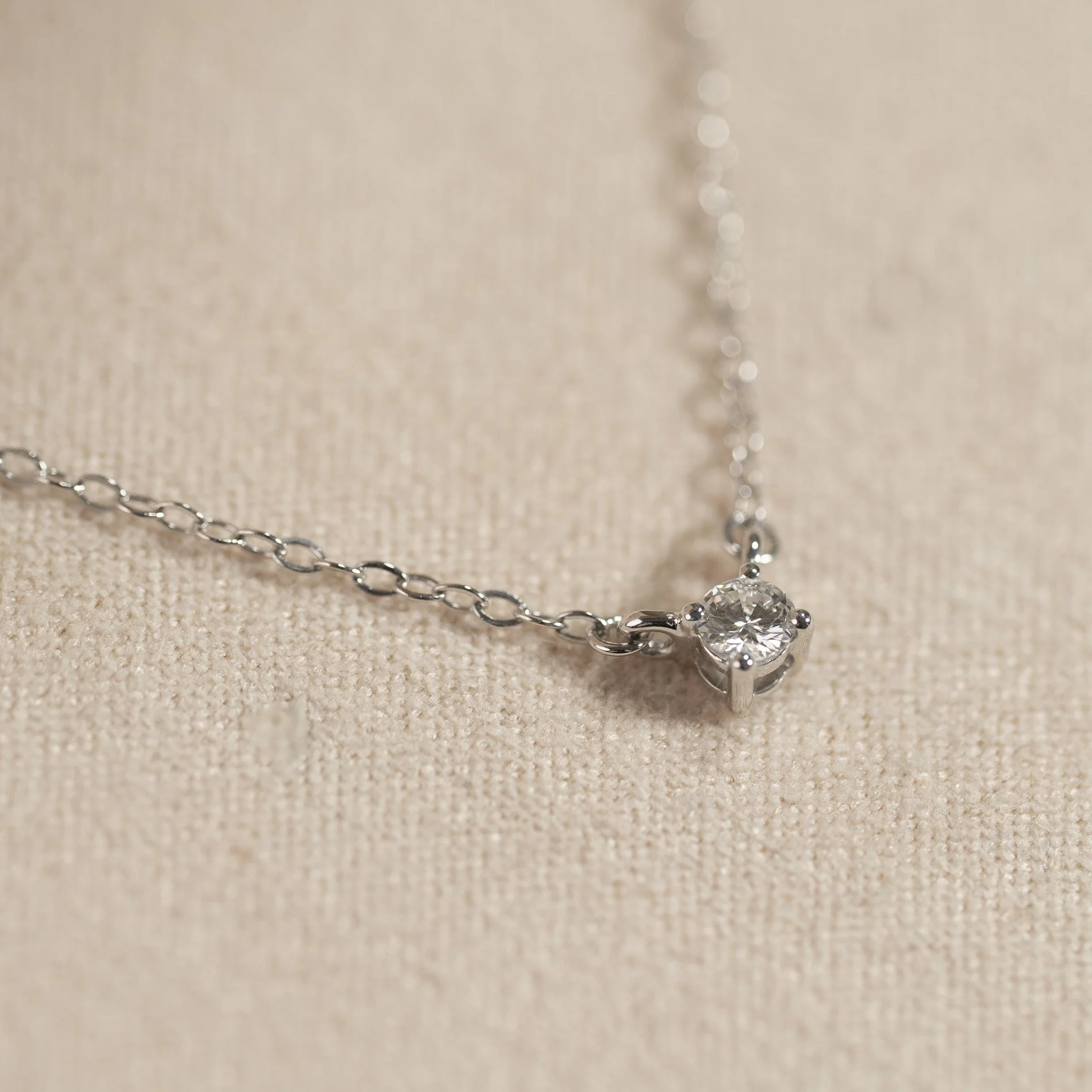 SOLITAIRE PRONG LAB-DIAMOND NECKLACE - 0.1ct - WG - Image 11