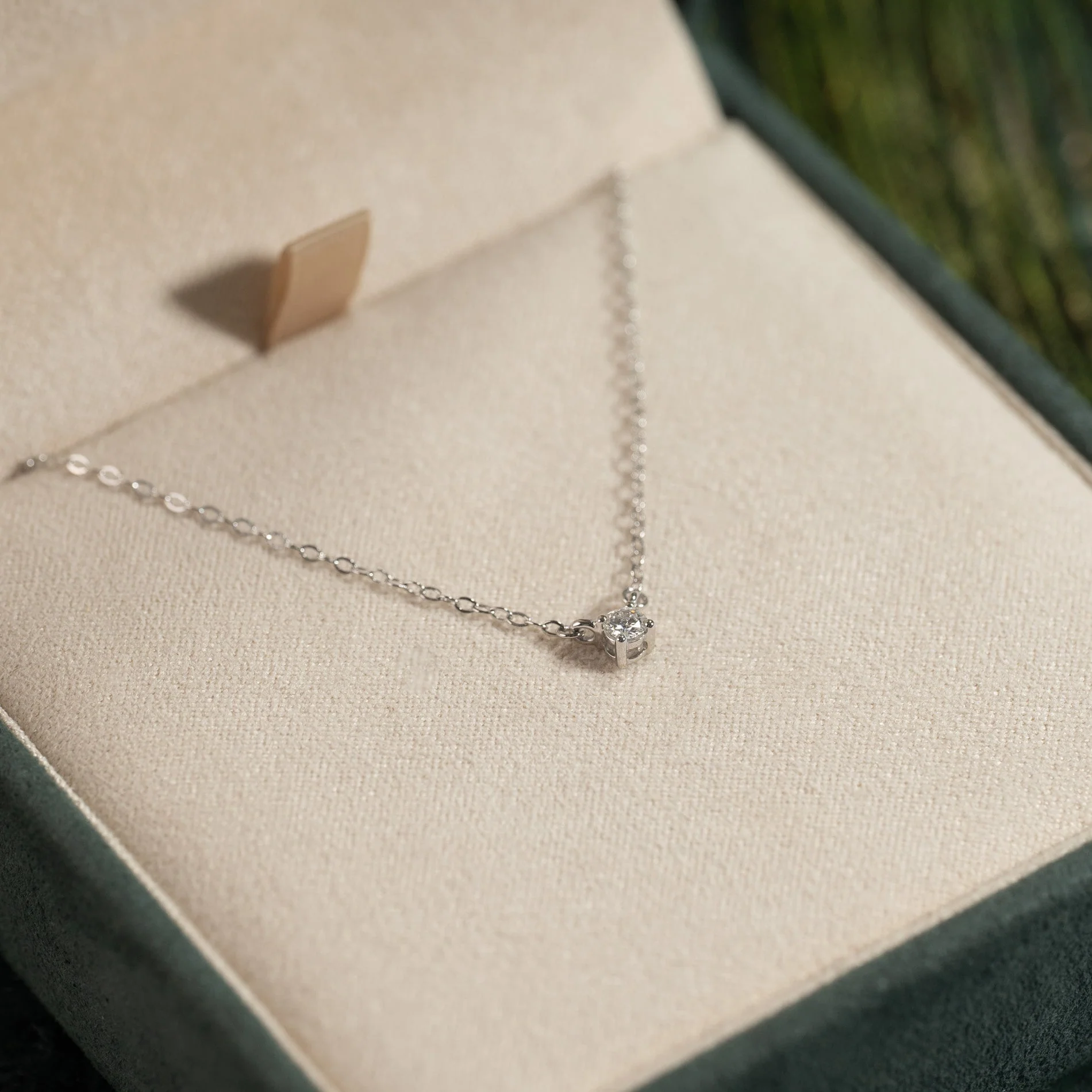 SOLITAIRE PRONG LAB-DIAMOND NECKLACE - 0.1ct - WG - Image 9