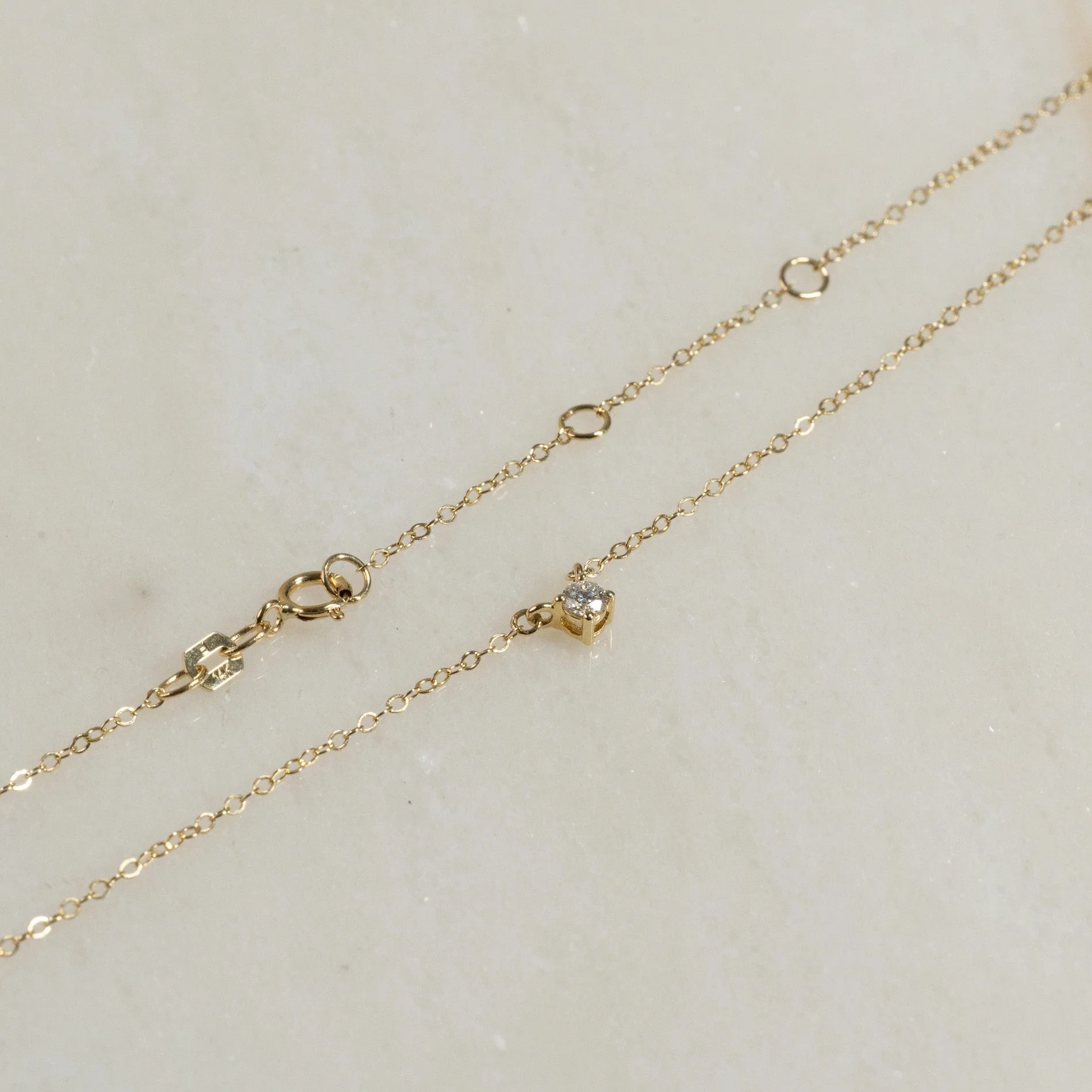 SOLITAIRE PRONG LAB-DIAMOND NECKLACE - 0.1ct - YG - Image 5