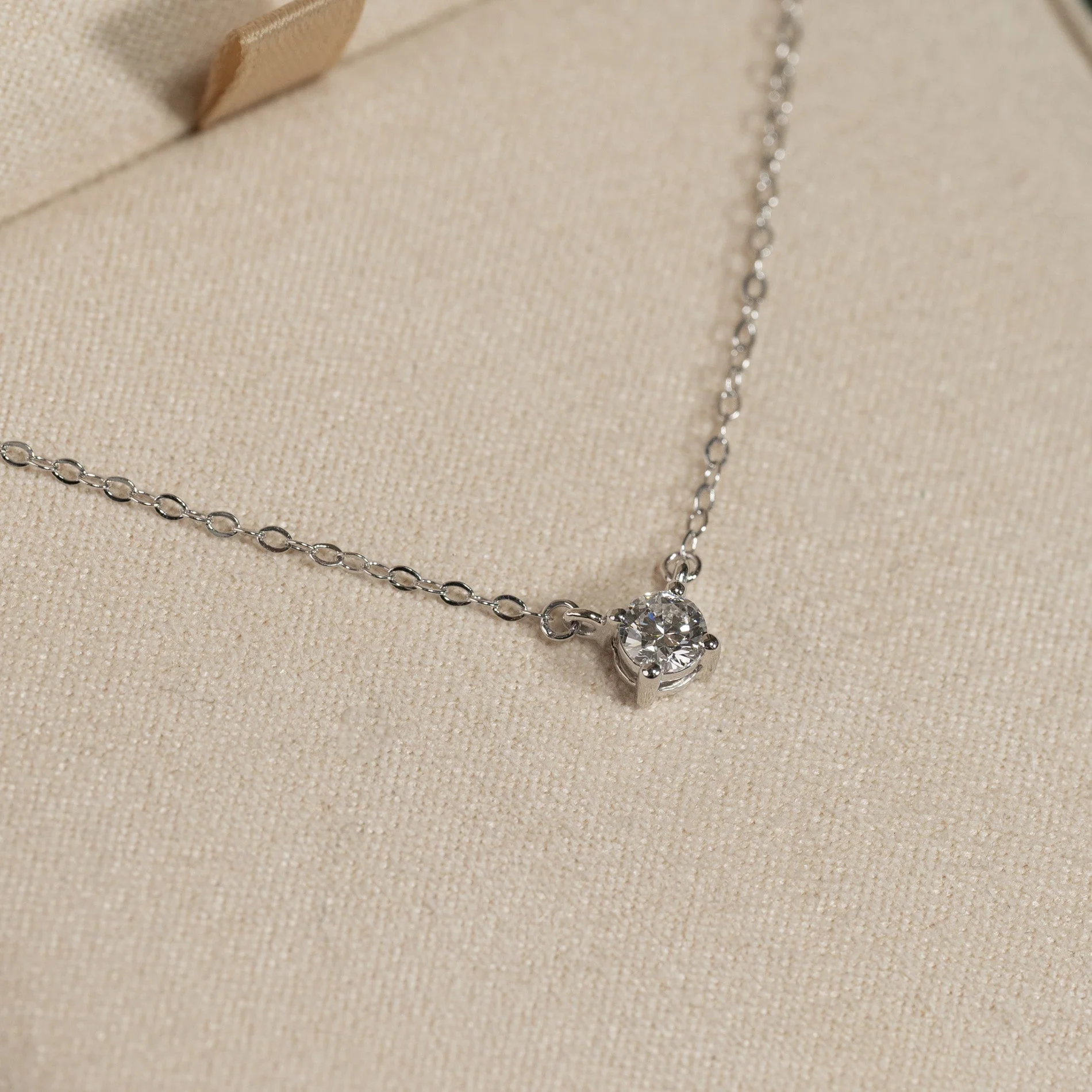 SOLITAIRE PRONG LAB-DIAMOND NECKLACE - 0.25ct - WG - Image 11
