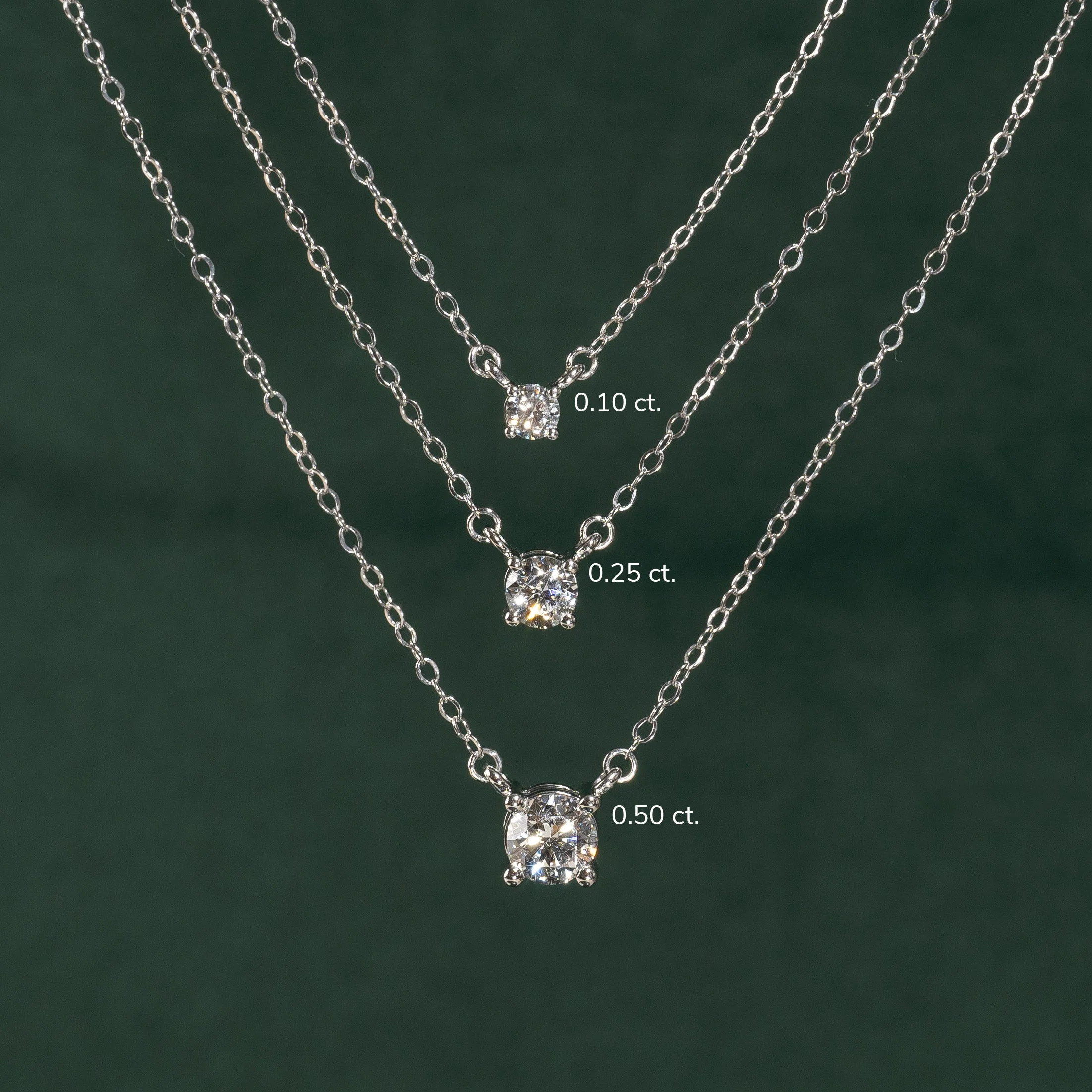 SOLITAIRE PRONG LAB-DIAMOND NECKLACE - 0.25ct - WG - Image 15