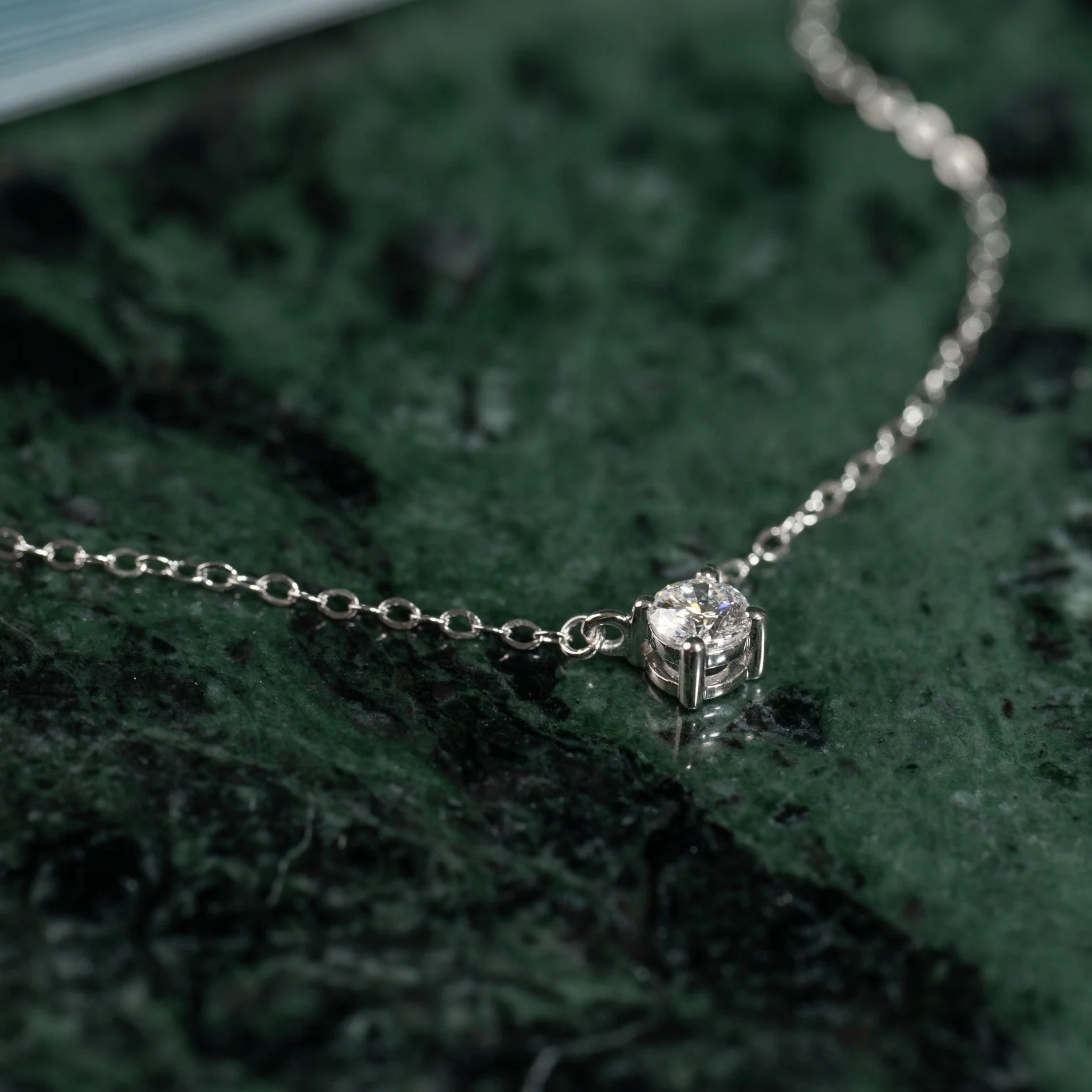 SOLITAIRE PRONG LAB-DIAMOND NECKLACE - 0.25ct - WG - Image 3