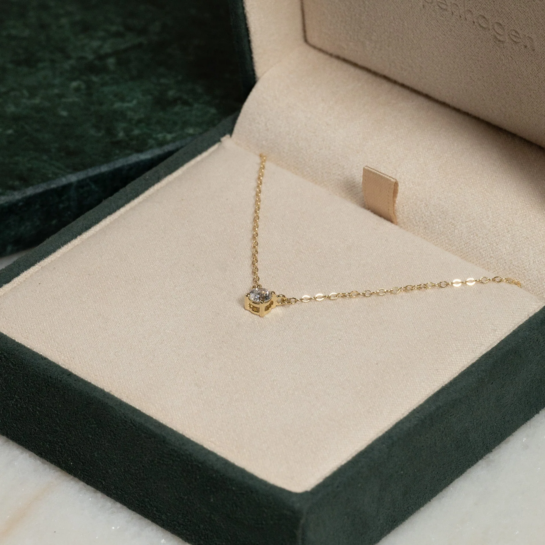 SOLITAIRE PRONG LAB-DIAMOND NECKLACE - 0.25ct - YG - Image 6