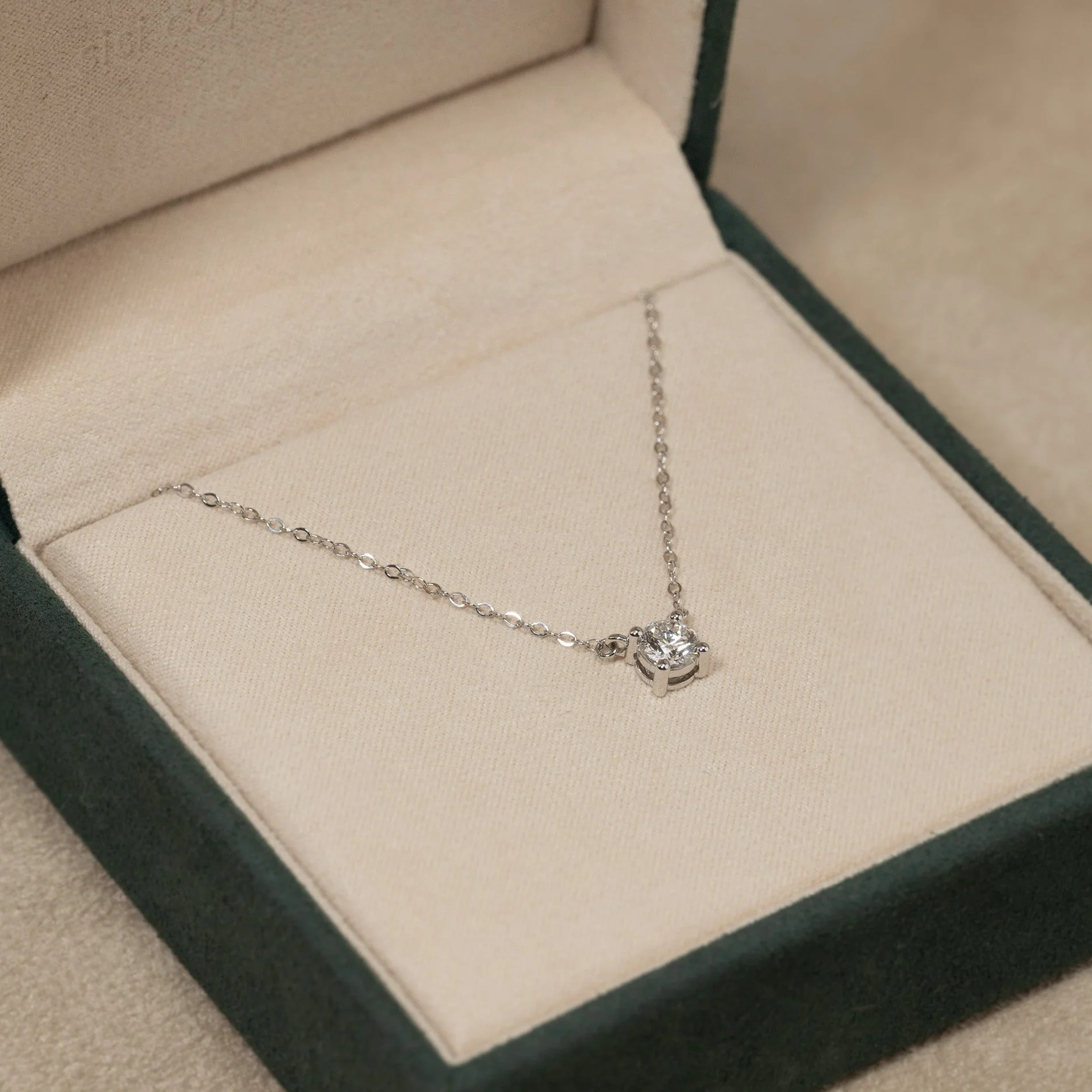 SOLITAIRE PRONG LAB-DIAMOND NECKLACE - 0.5ct - WG - Image 10