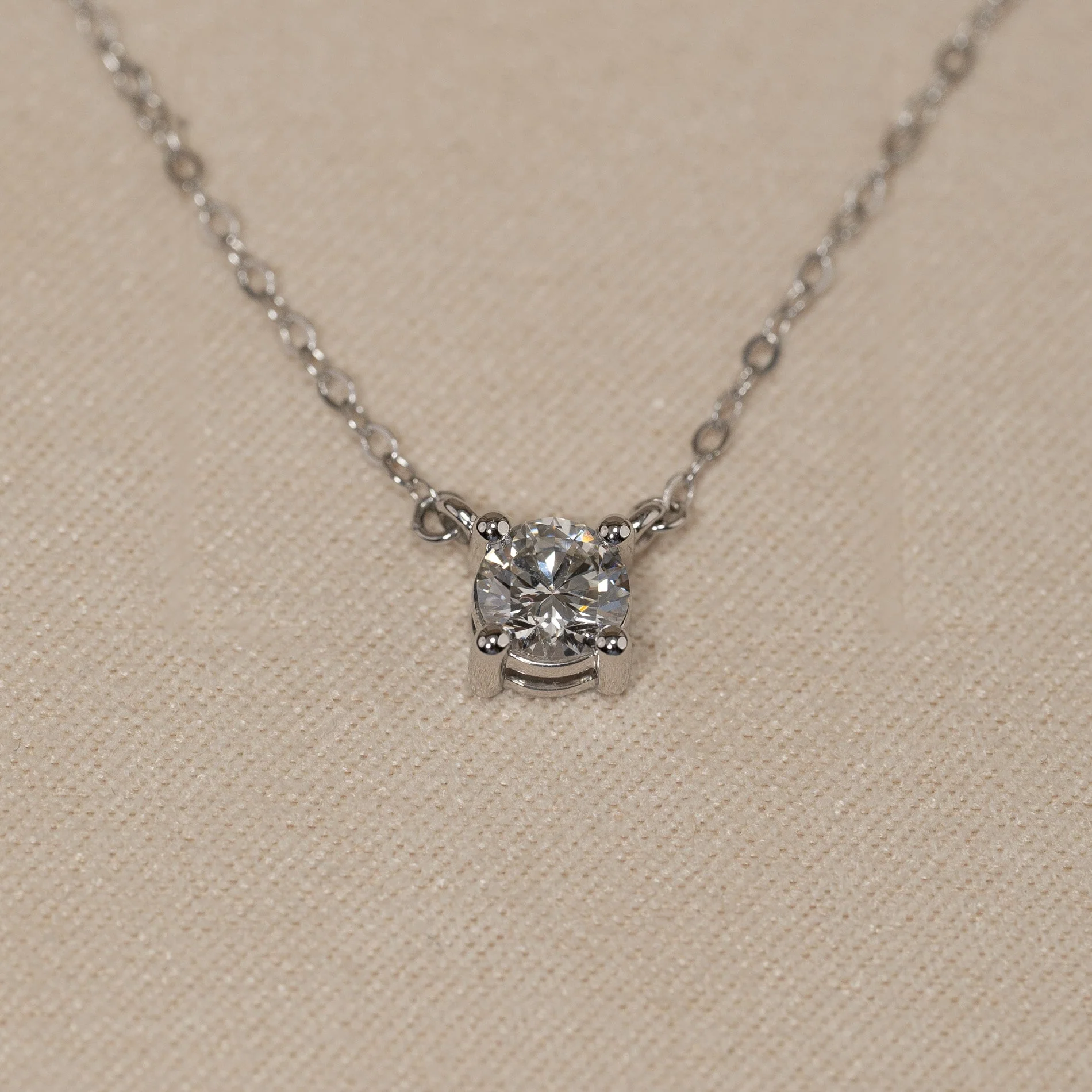 SOLITAIRE PRONG LAB-DIAMOND NECKLACE - 0.5ct - WG - Image 3