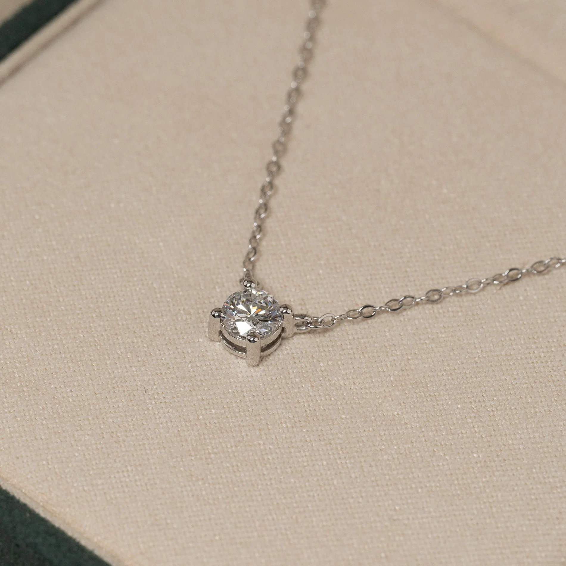 SOLITAIRE PRONG LAB-DIAMOND NECKLACE - 0.5ct - WG - Image 5
