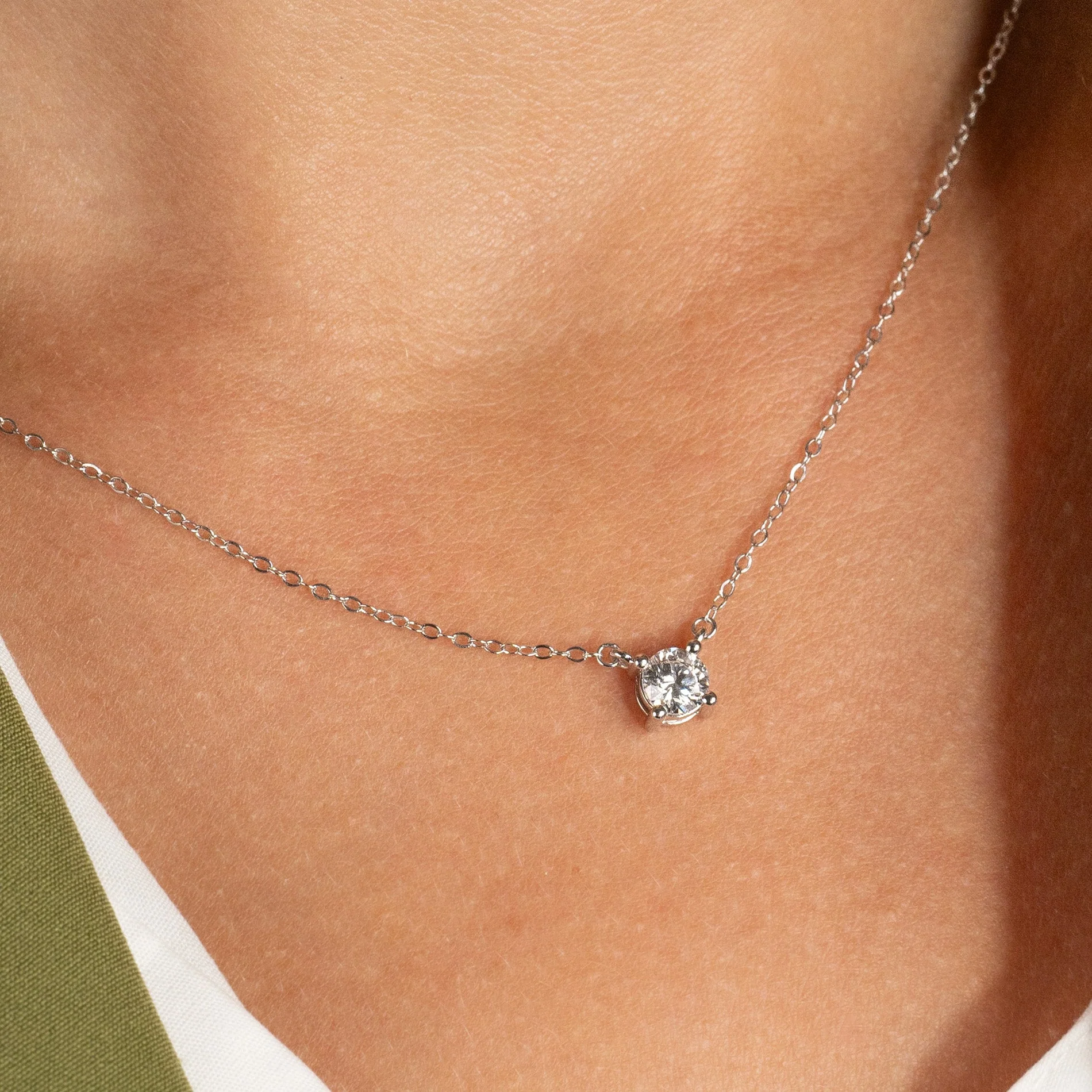SOLITAIRE PRONG LAB-DIAMOND NECKLACE - 0.5ct - WG - Image 8
