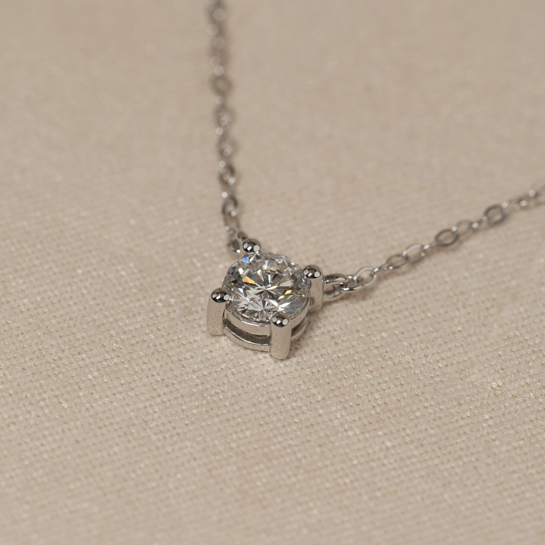 SOLITAIRE PRONG LAB-DIAMOND NECKLACE - 0.5ct - WG - Image 9