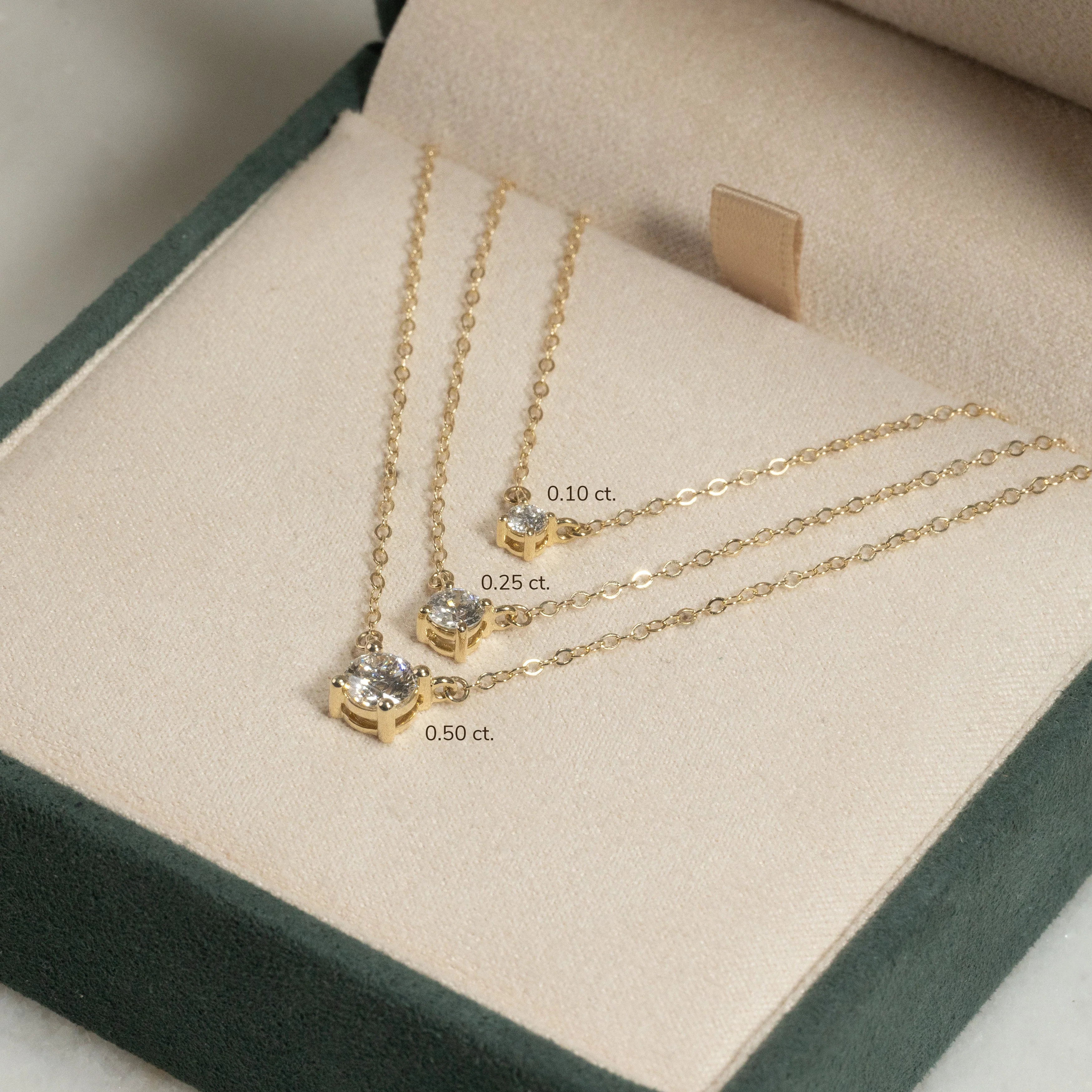 SOLITAIRE PRONG LAB-DIAMOND NECKLACE - 0.5ct - YG - Image 15