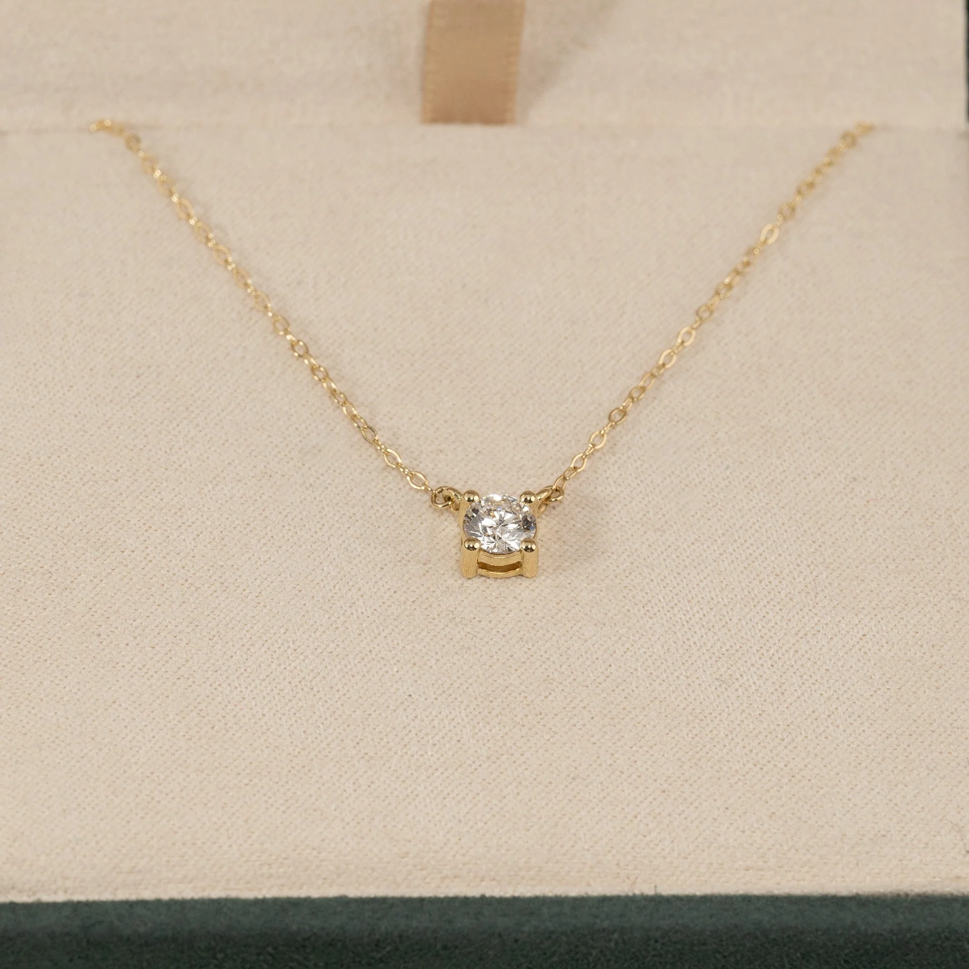 SOLITAIRE PRONG LAB-DIAMOND NECKLACE - 0.5ct - YG - Image 9