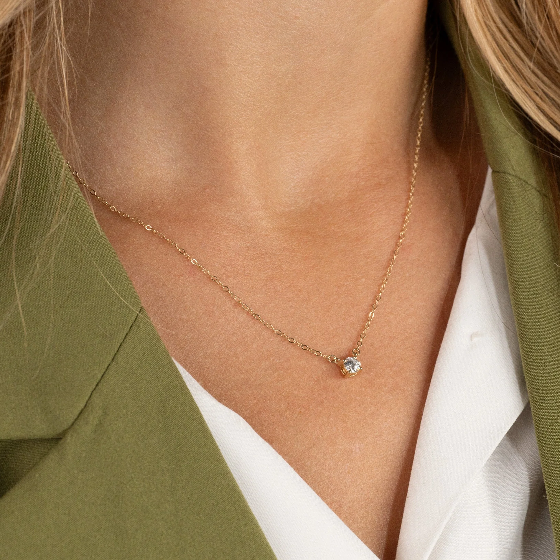 SOLITAIRE PRONG DIAMOND NECKLACE - Image 2