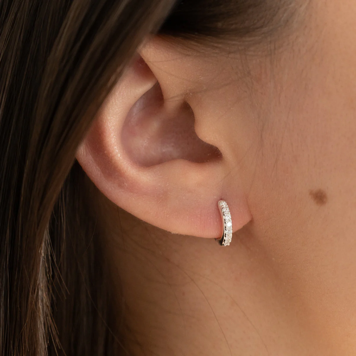 STELLA MINI SILVER CREOL EARRING - Image 4