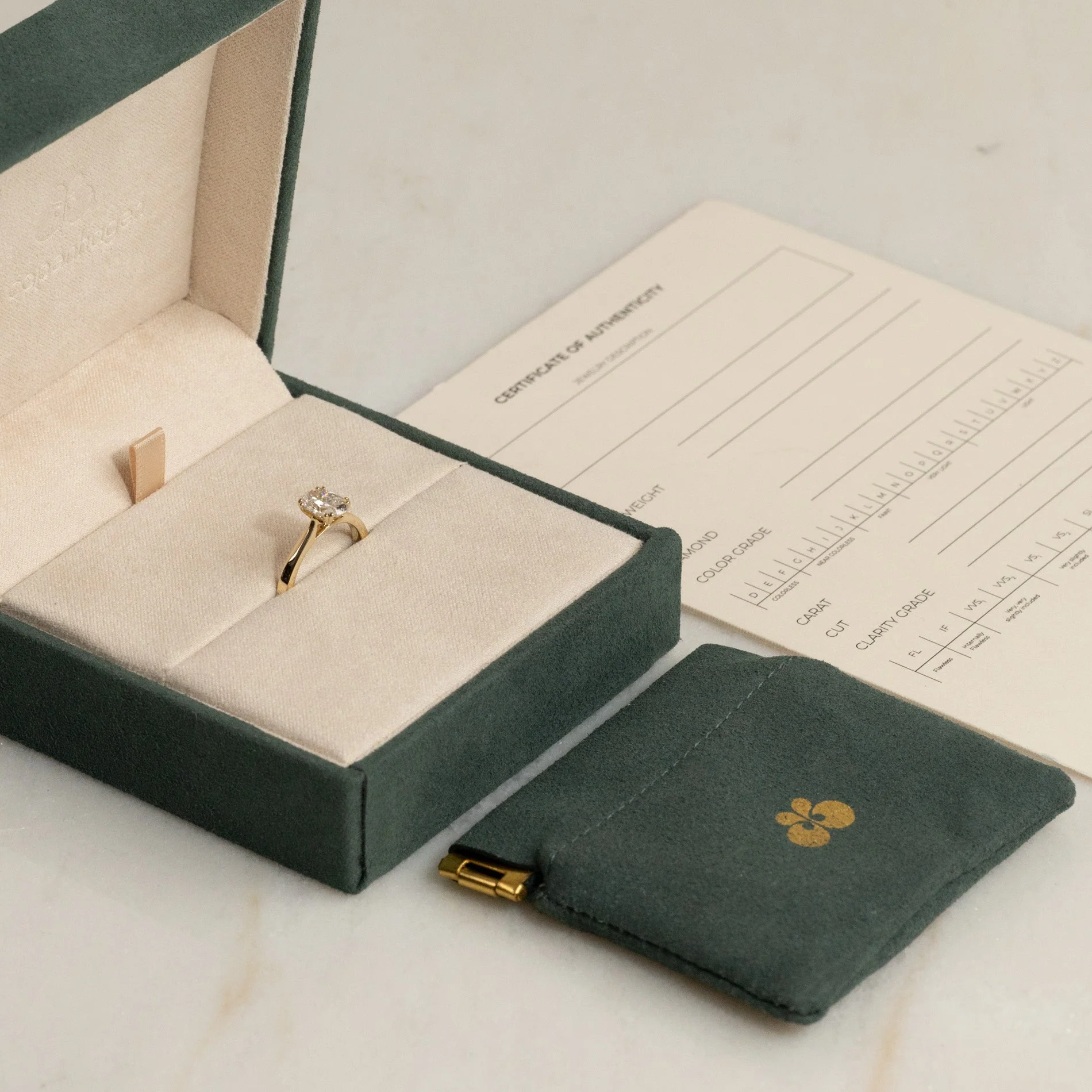 SOLITAIRE TULIP-SET OVAL-CUT LAB-DIAMOND RING - 1.0ct - YG - Image 5
