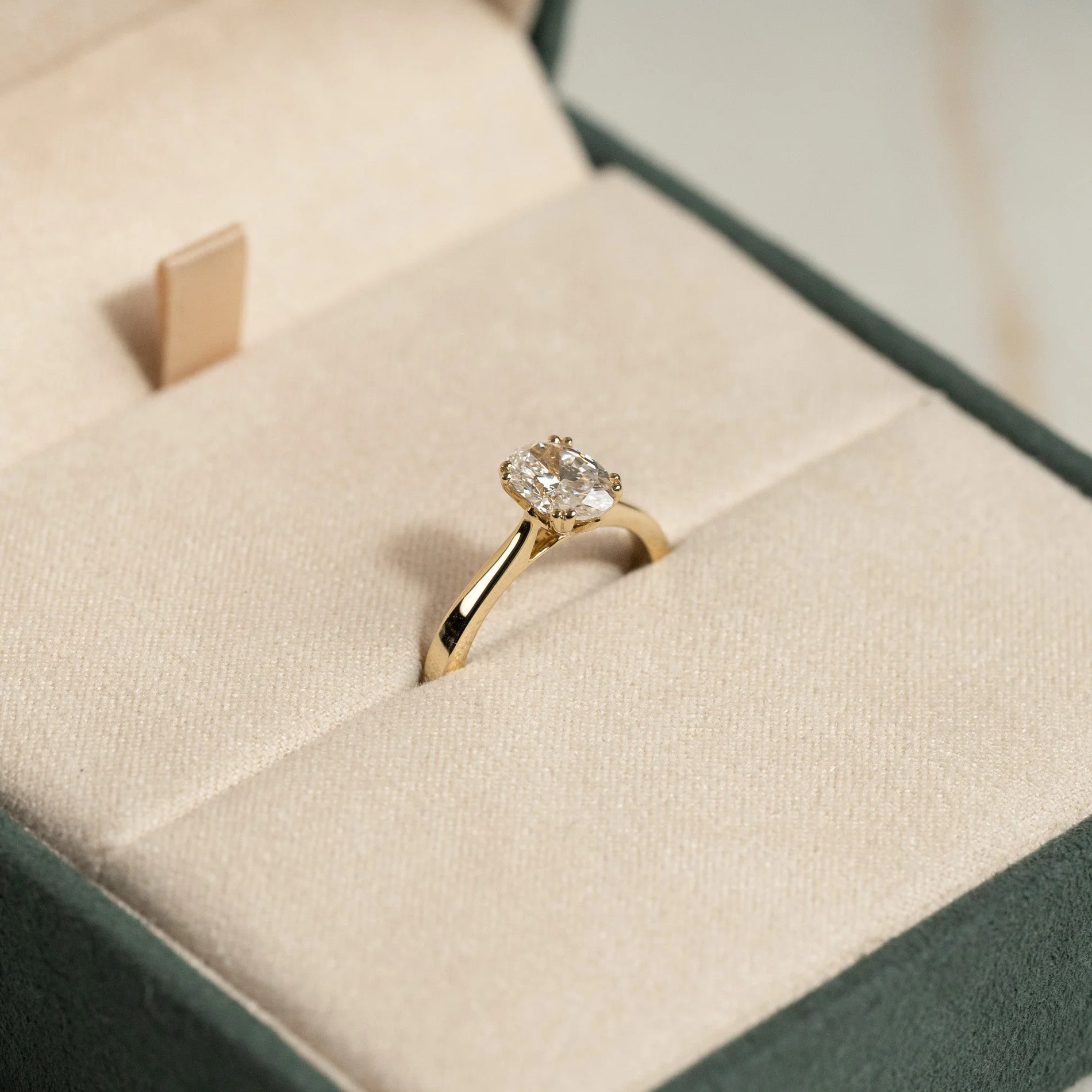 SOLITAIRE TULIP-SET OVAL-CUT LAB-DIAMOND RING - 1.0ct - YG - Image 6