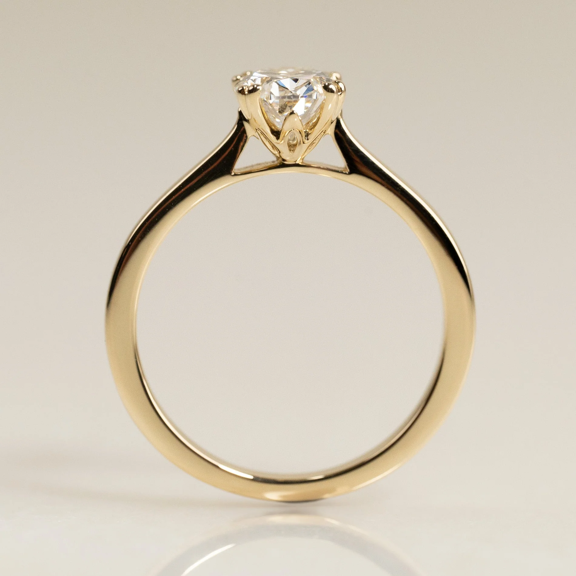 SOLITAIRE TULIP-SET OVAL-CUT LAB-DIAMOND RING - 1.0ct - YG - Image 8