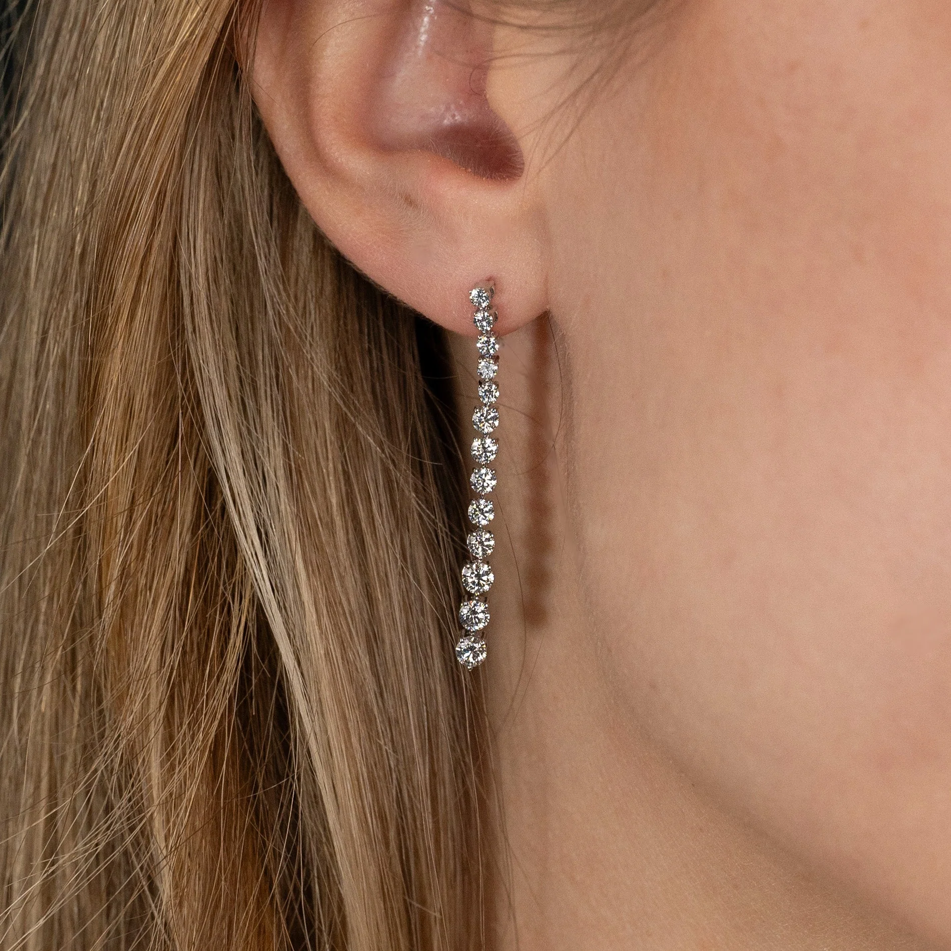 TENNIS LAB-DIAMOND DROP EARRING - 1.6ct - WG - Image 2