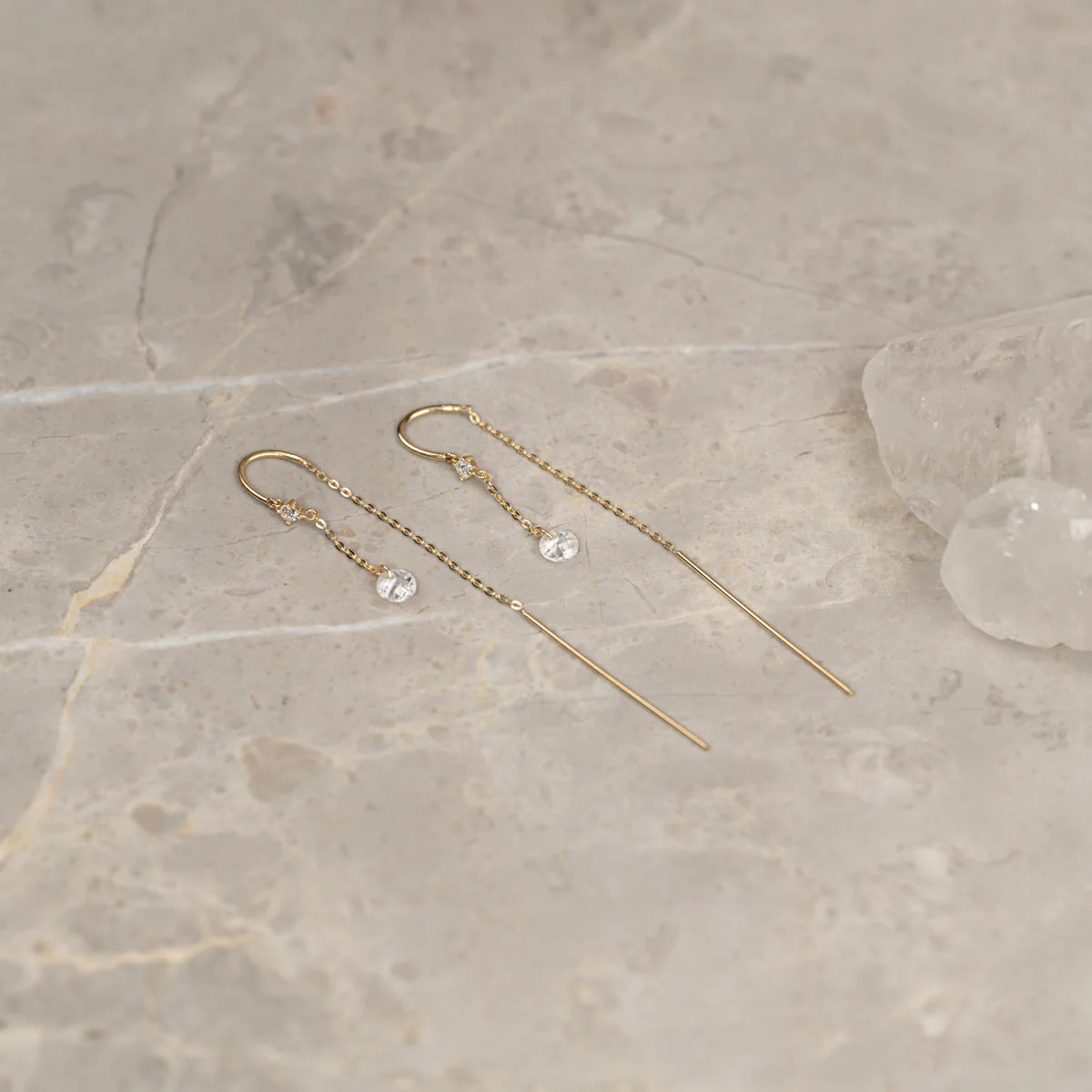 THEODORA CRYSTAL SOLID GOLD EARRING - Image 6