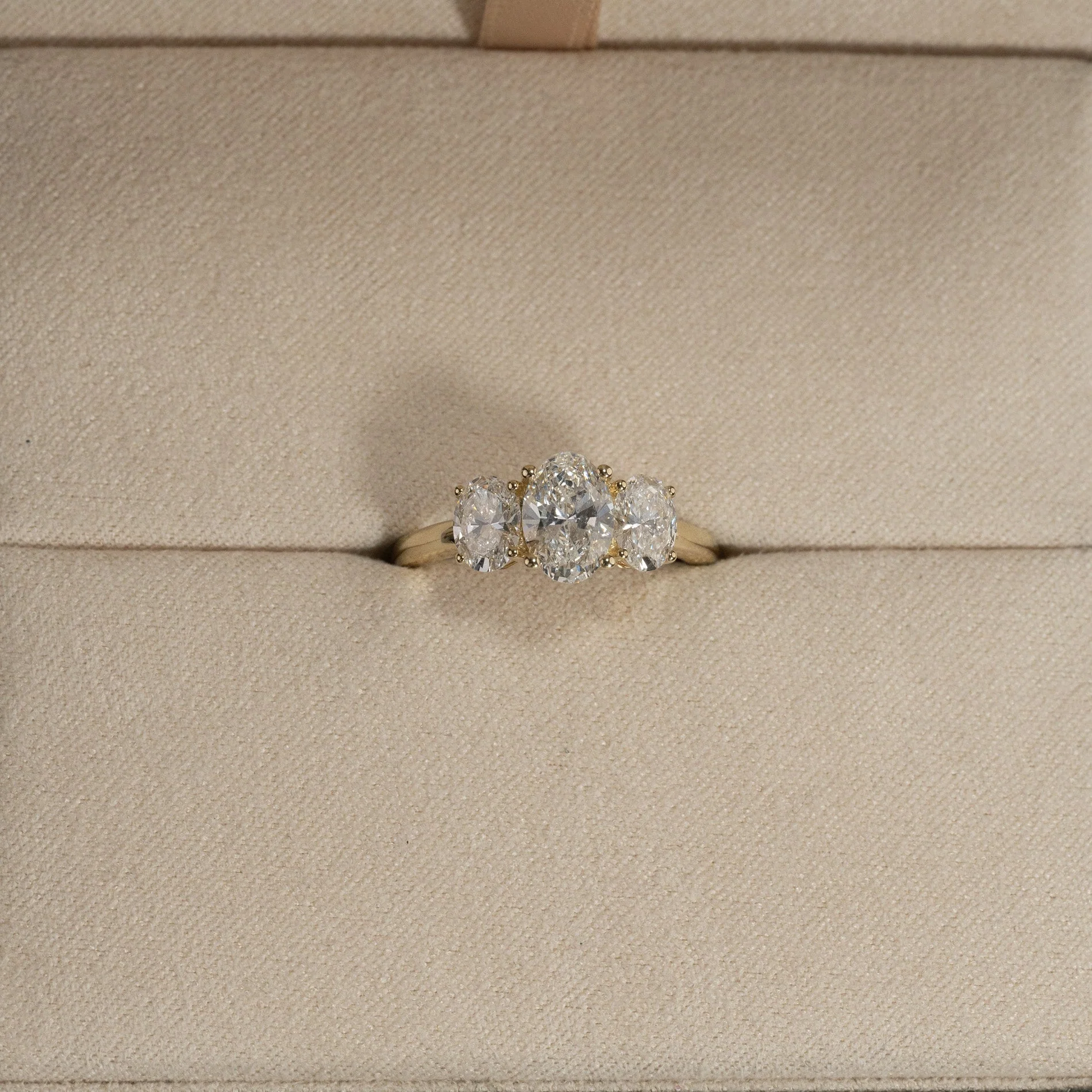 THREE-STONE OVAL-CUT LAB-DIAMOND RING - 2.0ct - YG - Image 9