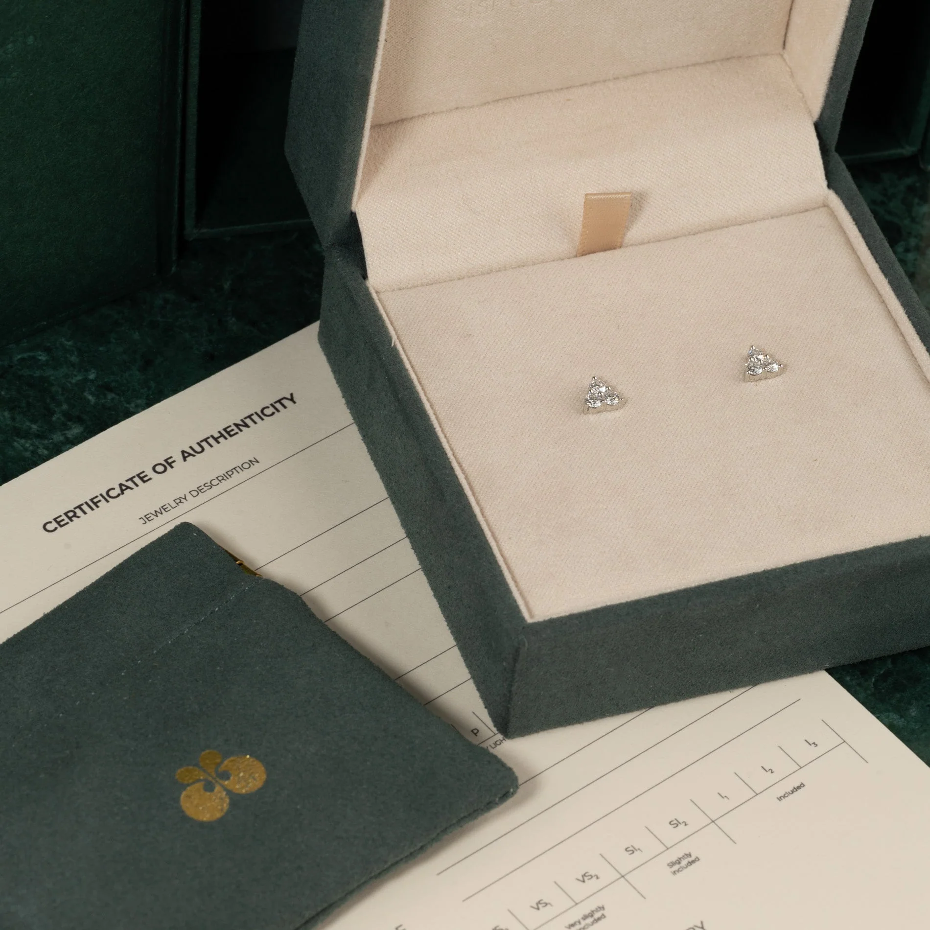 TRIO LAB-DIAMOND STUD EARRING - 0.43ct - WG - Image 7