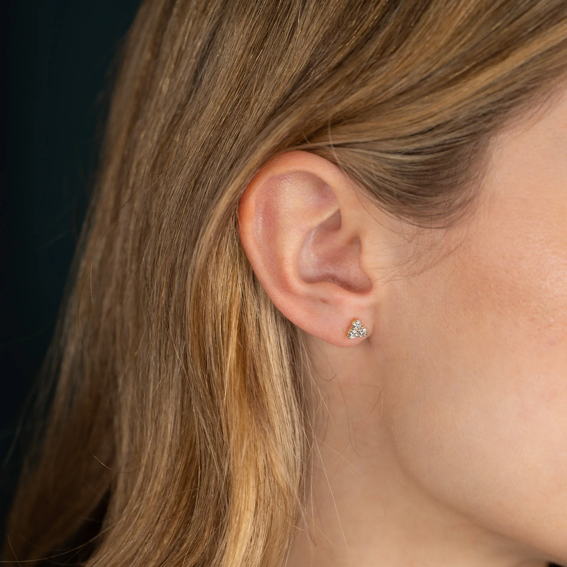 TRIO LAB-DIAMOND STUD EARRING - 0.43ct - YG - Image 5