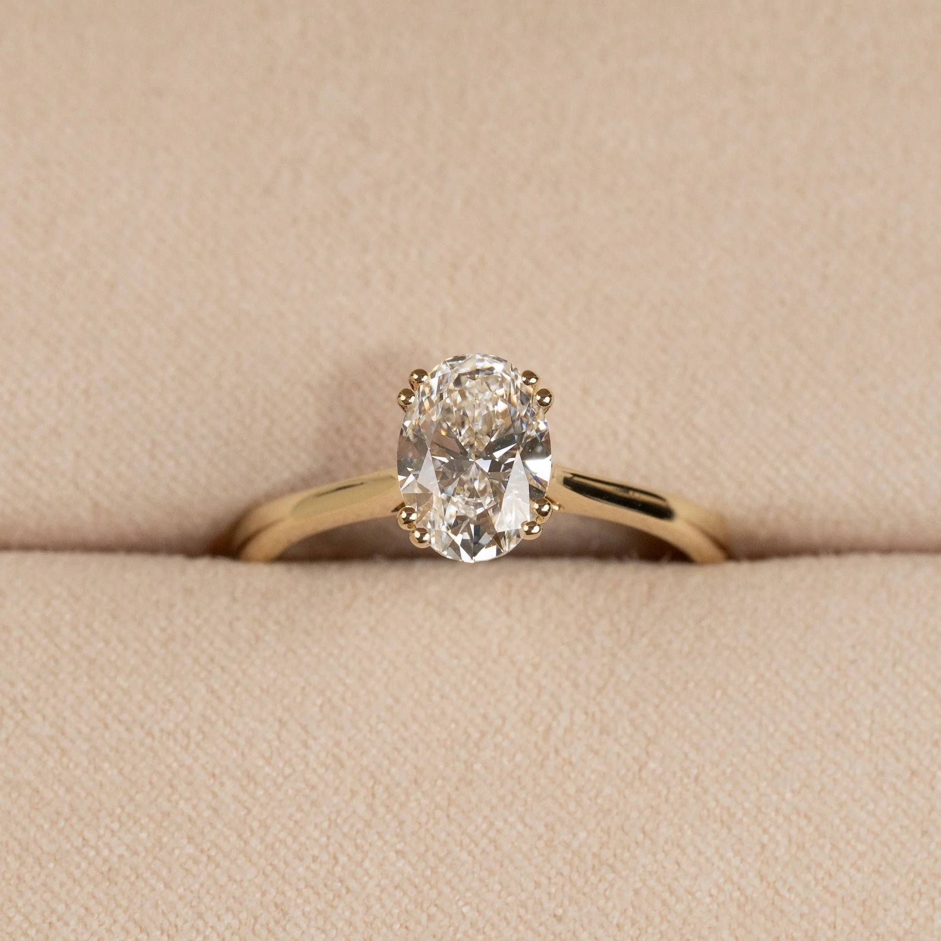 SOLITAIRE TULIP-SET OVAL-CUT LAB-DIAMOND RING - 1.5ct - YG - Image 2