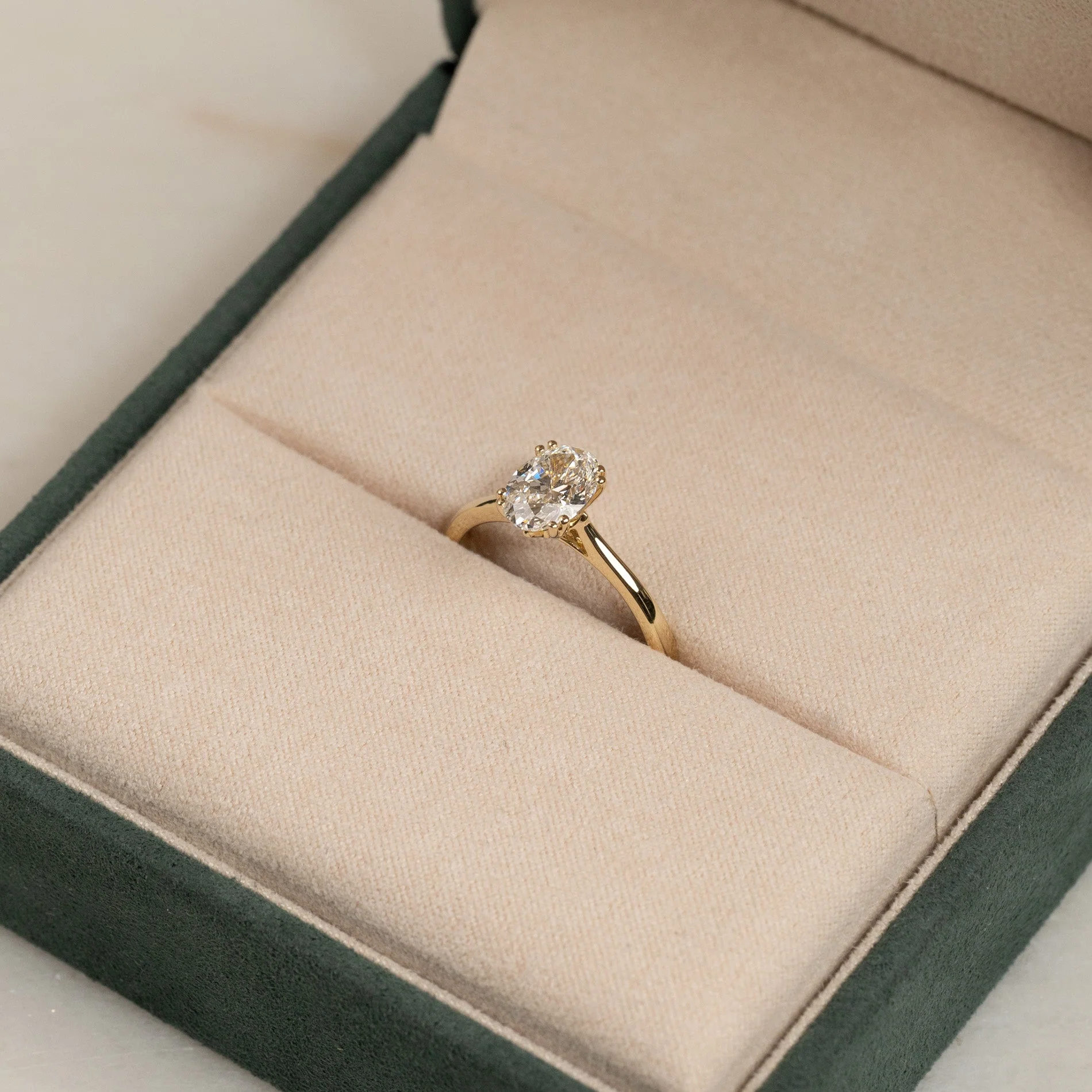 SOLITAIRE TULIP-SET OVAL-CUT LAB-DIAMOND RING - 1.5ct - YG - Image 3