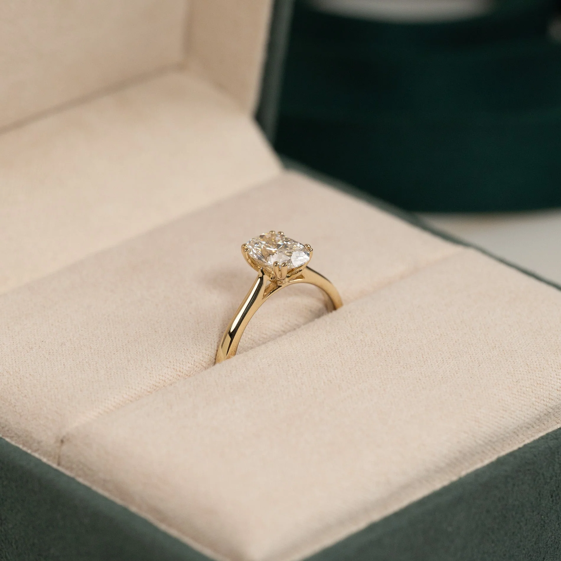 SOLITAIRE TULIP-SET OVAL-CUT LAB-DIAMOND RING - 1.5ct - YG - Image 5