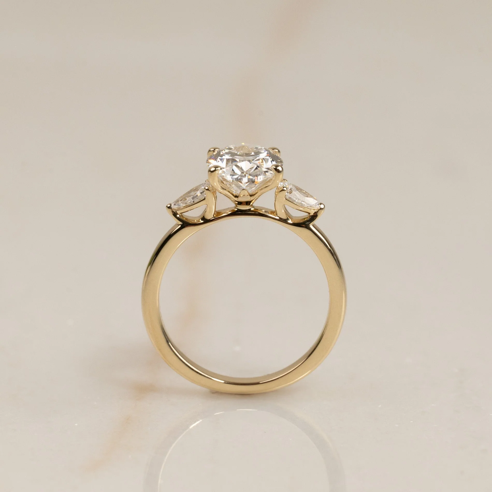 TULIP-SET OVAL W/PEAR SIDESTONE DIAMOND RING - 2.3ct - Image 8