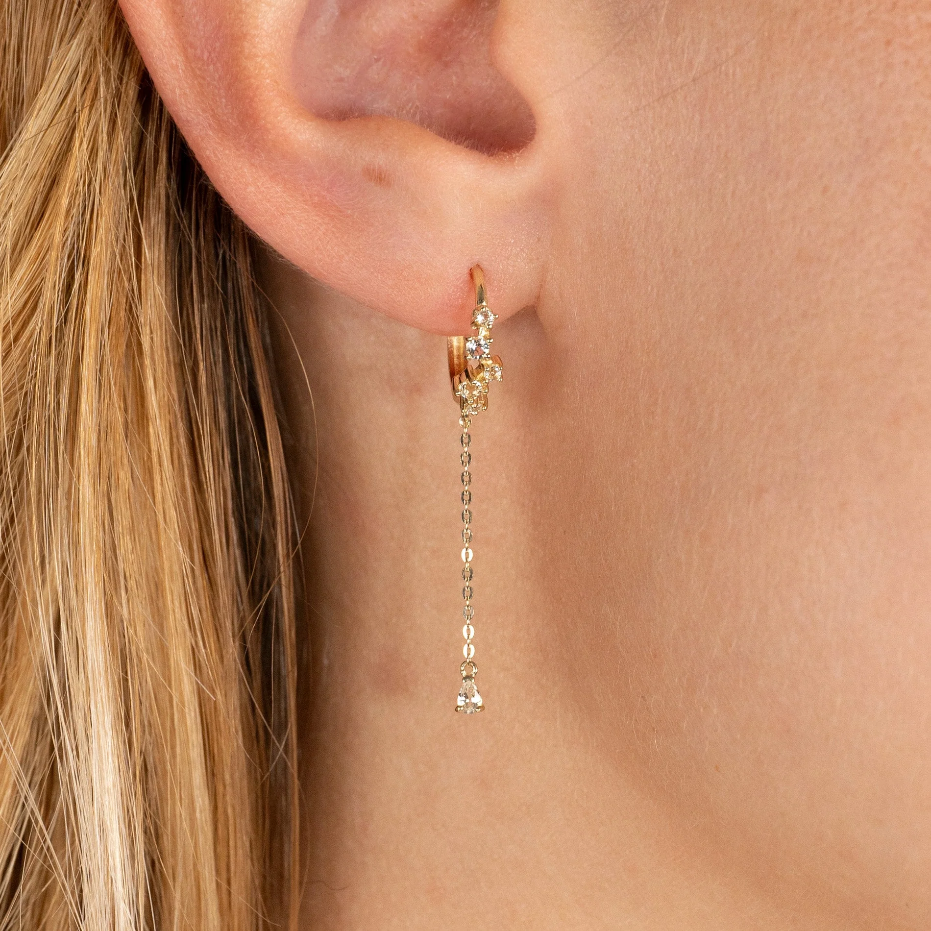 VALERIE WHITE TOPAZ SOLID GOLD EARRING - Image 2