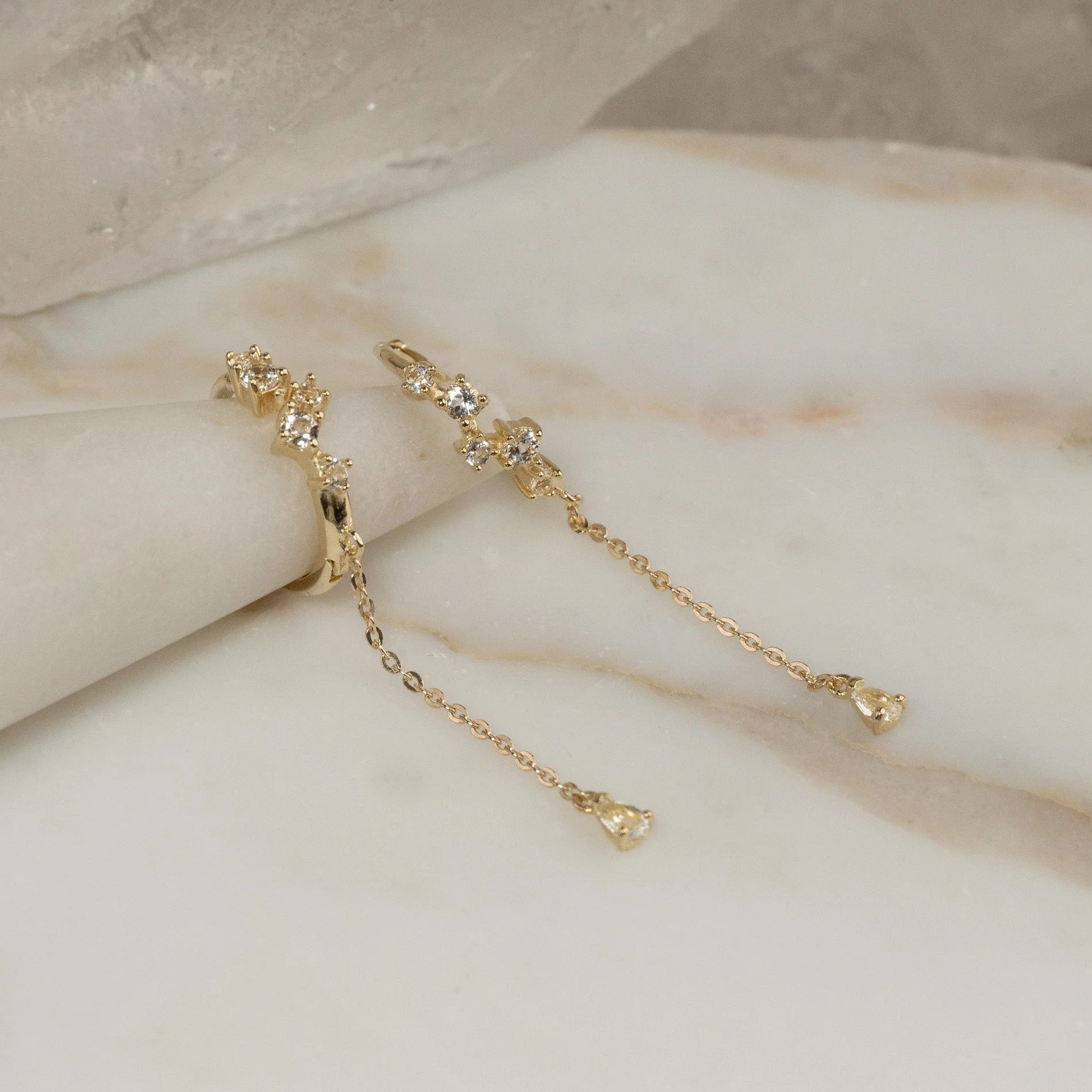 VALERIE WHITE TOPAZ SOLID GOLD EARRING - Image 6
