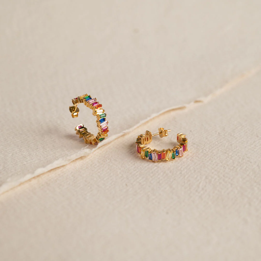 VERONICA RAINBOW GOLDEN CREOL EARRING - Image 3