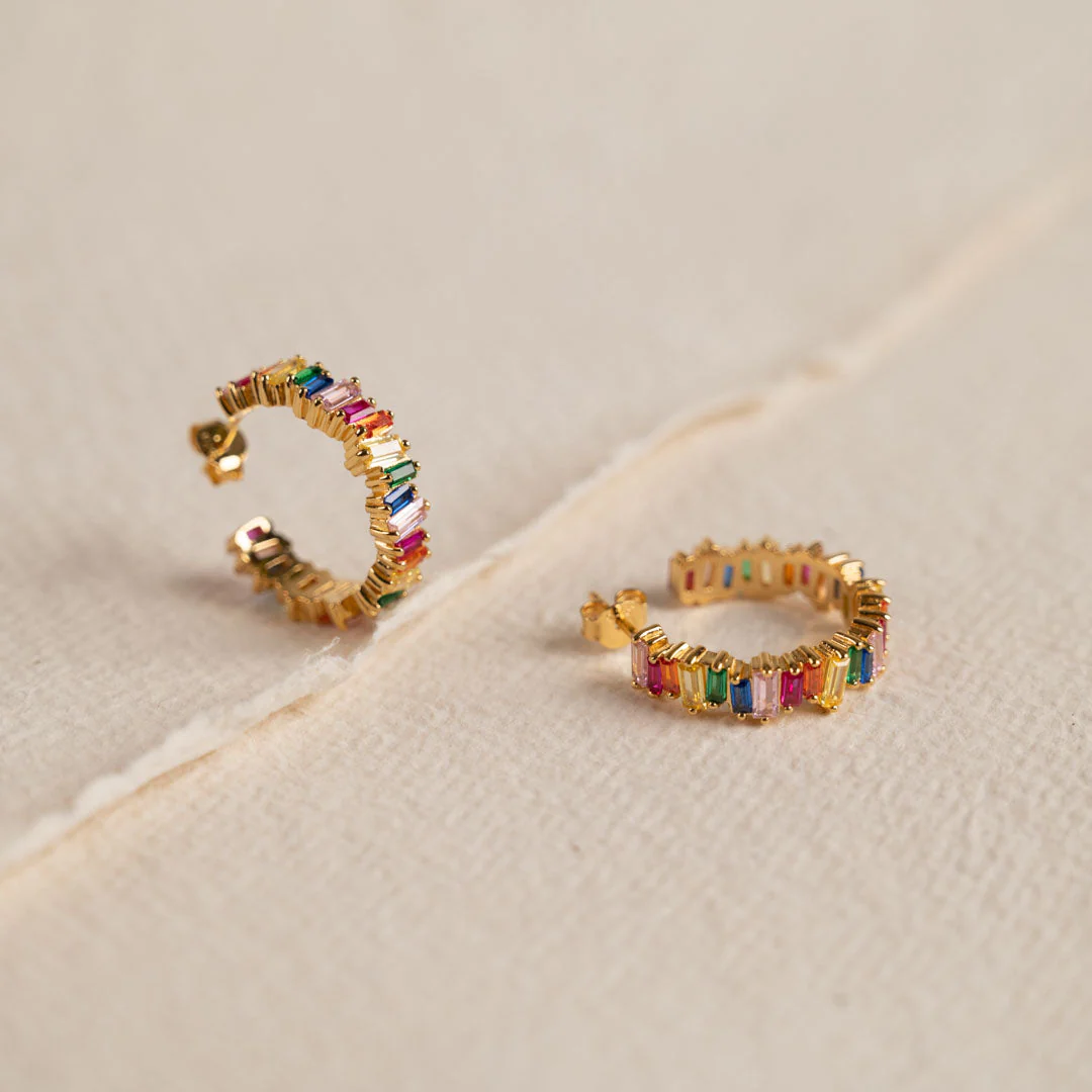 VERONICA RAINBOW GOLDEN CREOL EARRING - Image 6