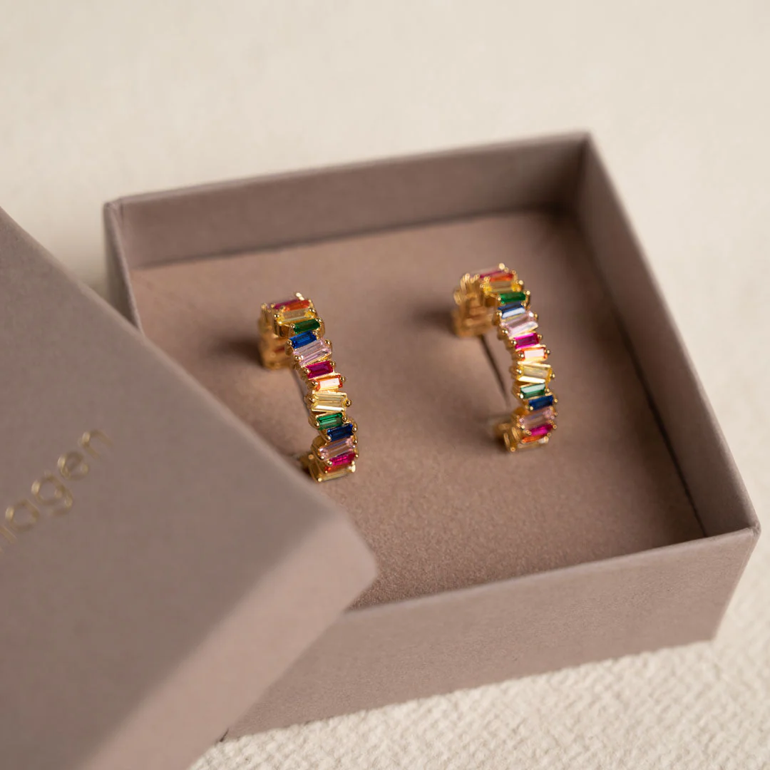VERONICA RAINBOW GOLDEN CREOL EARRING - Image 8