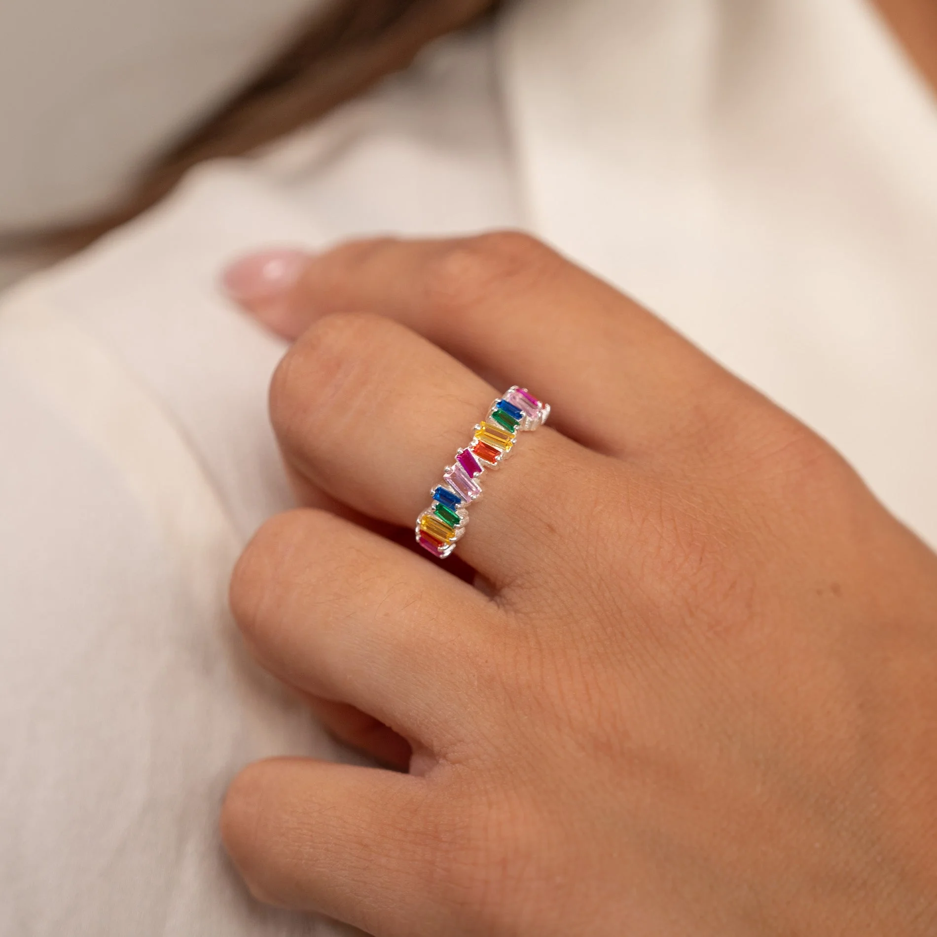 VERONICA RAINBOW SILVER RING - Image 3