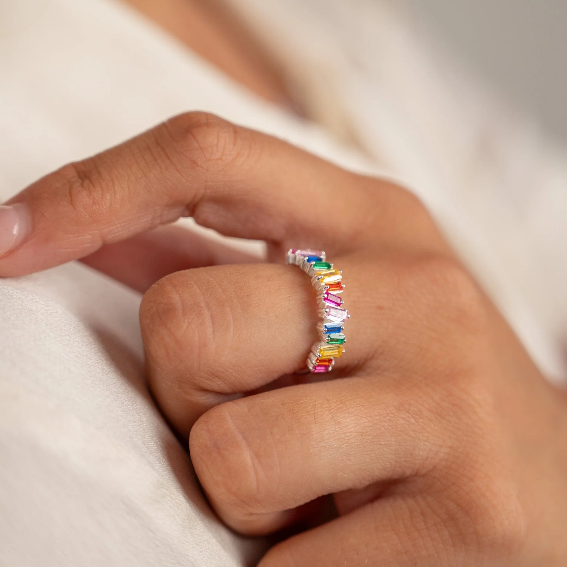 VERONICA RAINBOW SILVER RING - Image 5
