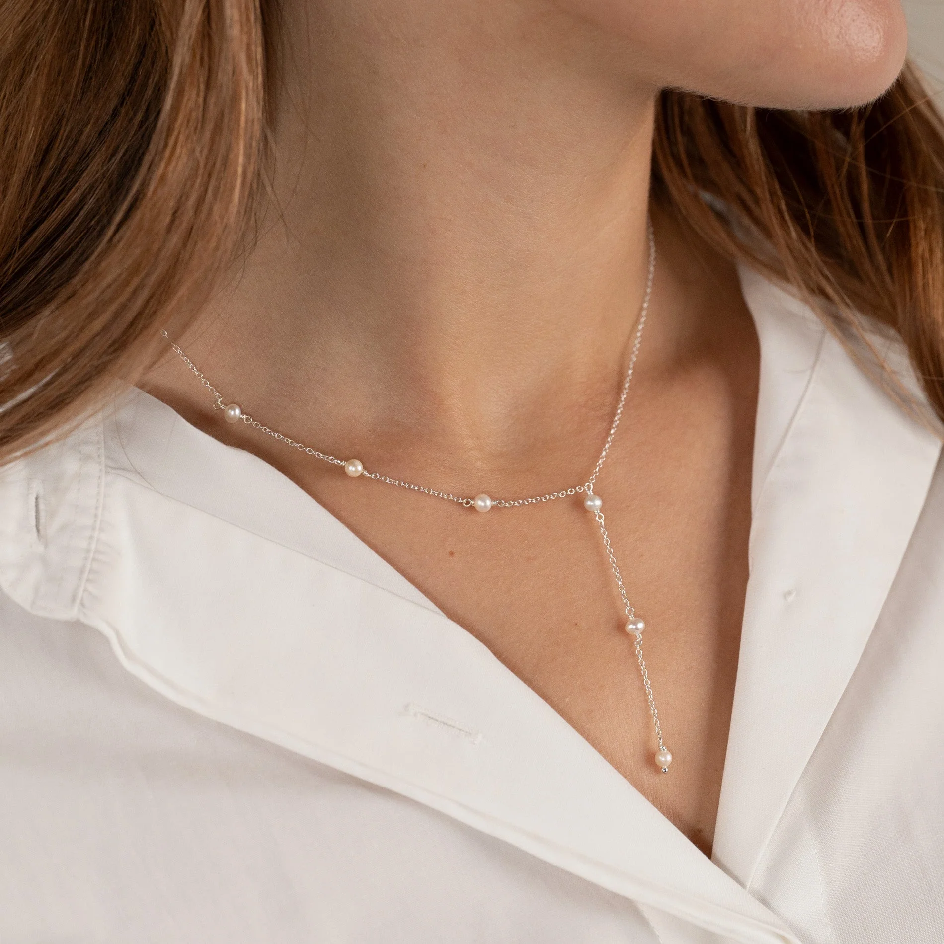 YASMIN PEARL SILVER NECKLACE - Image 3